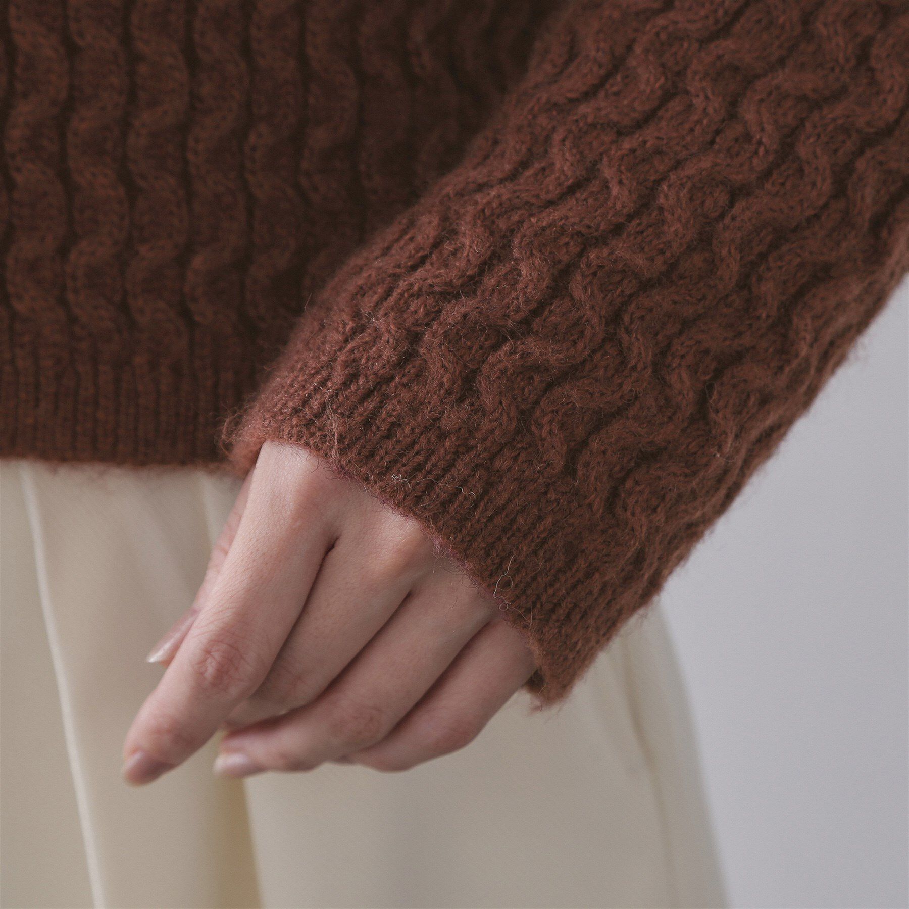 OPAQUE.CLIP「モヘヤタッチケーブル金ボタンカーディガン【洗濯機OK】」|カーディガン|