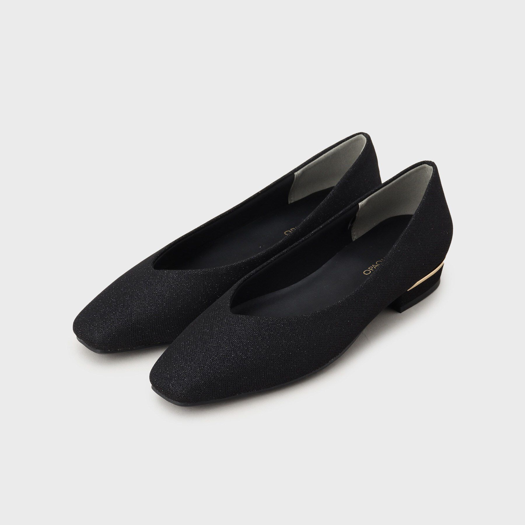 OPAQUE.CLIP「メタルパーツVフラットパンプス【抗菌防臭加工／生活防水】」|パンプス|ブラック(619)