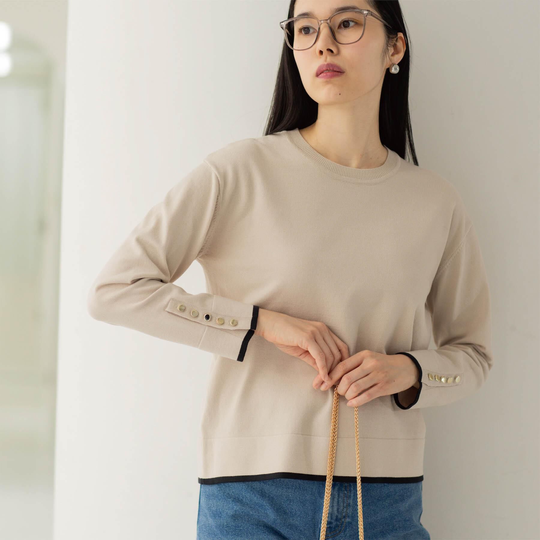 OPAQUE.CLIP「金ボタン使いリラクシーニット【洗濯機OK】」|ニット・セーター|