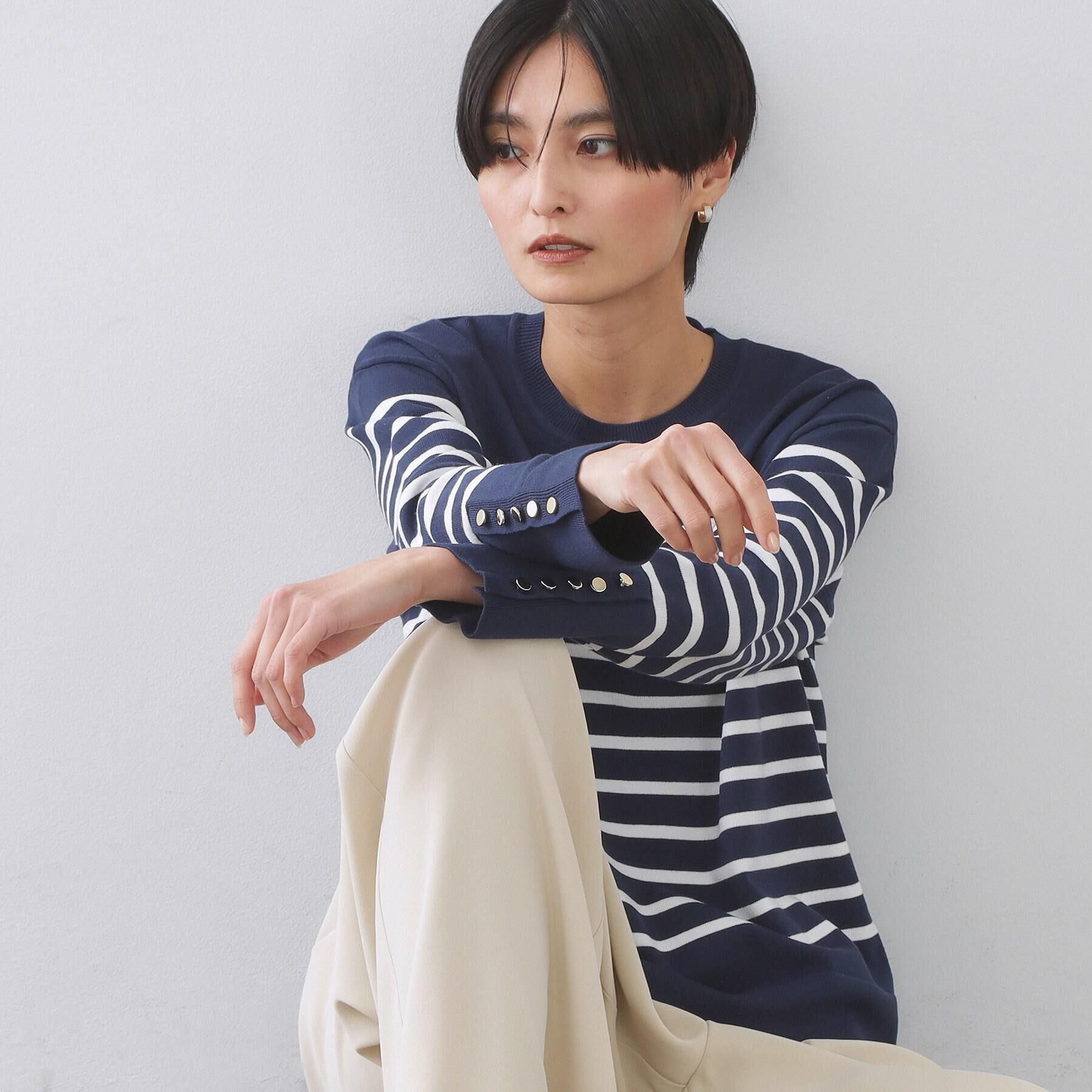 OPAQUE.CLIP「金ボタン使いリラクシーニット【洗濯機OK】」|ニット・セーター|