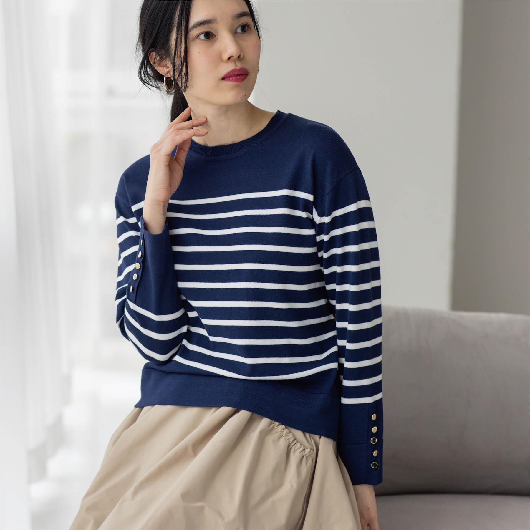 OPAQUE.CLIP「金ボタン使いリラクシーニット【洗濯機OK】」|ニット・セーター|