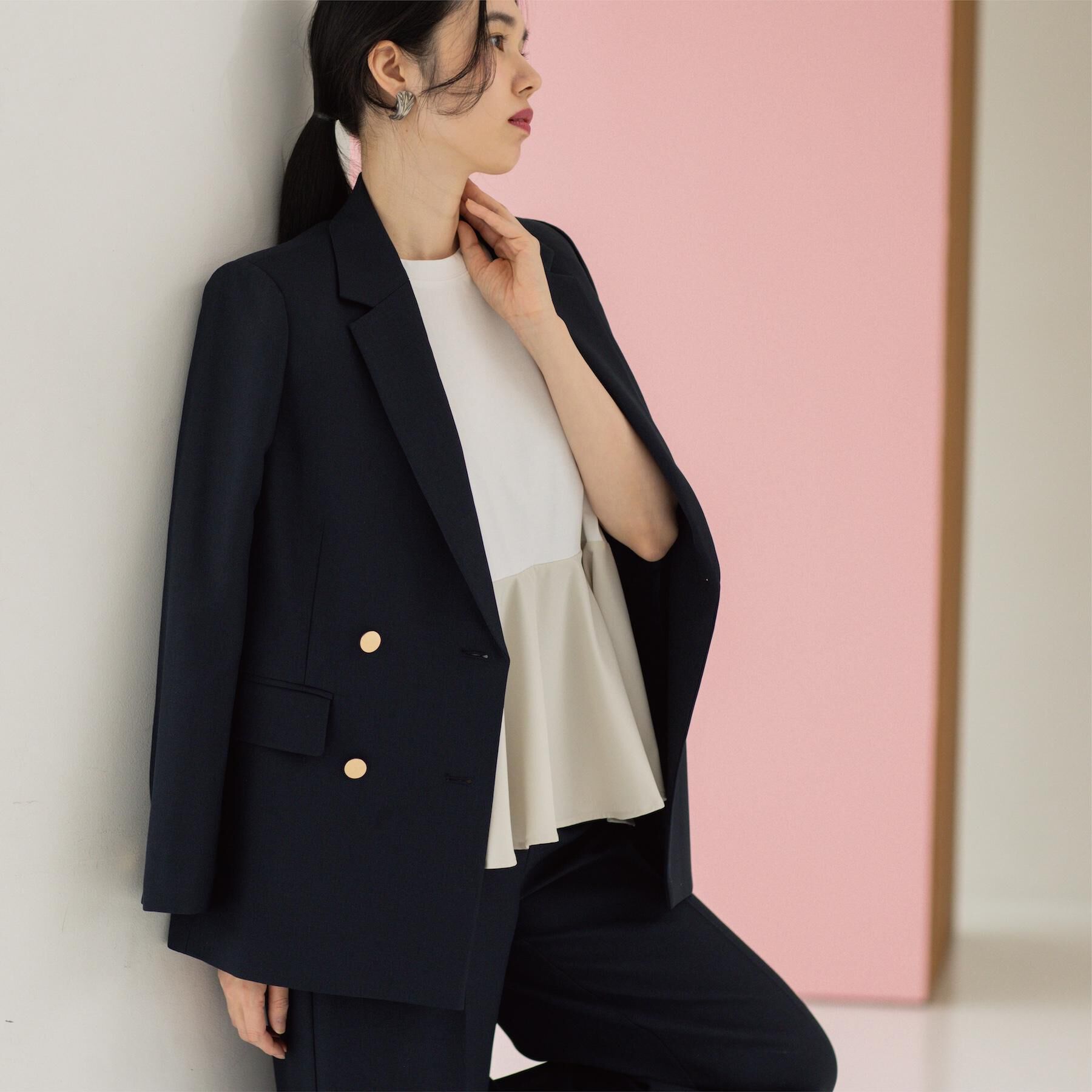 OPAQUE.CLIP「金ボタンダブルブレストテーラードジャケット/セットアップ対応【洗える】《S～LL》」|テーラードジャケット|