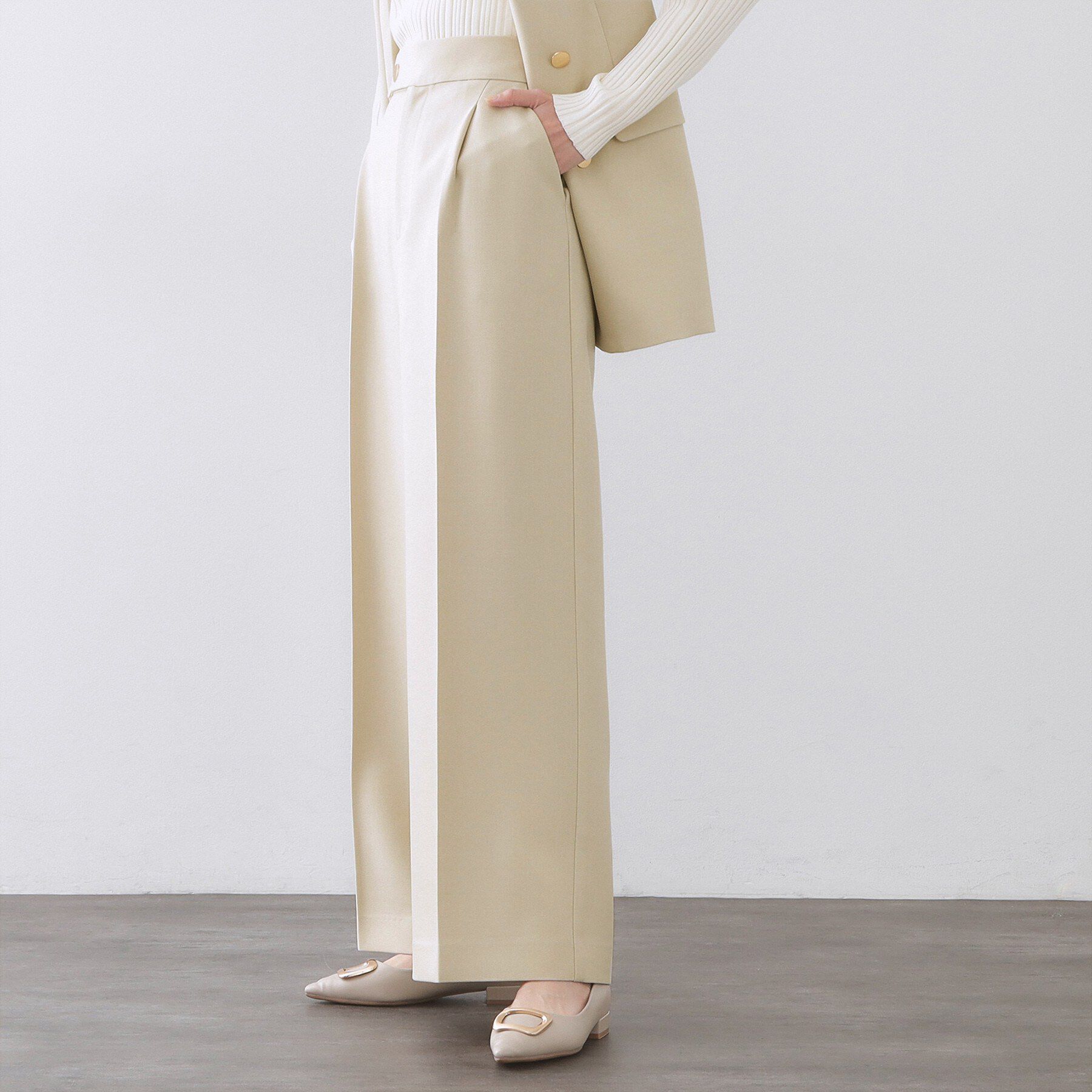 OPAQUE.CLIP「金ボタンデザインワイドパンツ/セットアップ対応【洗濯機OK】《S～LL》」|その他|