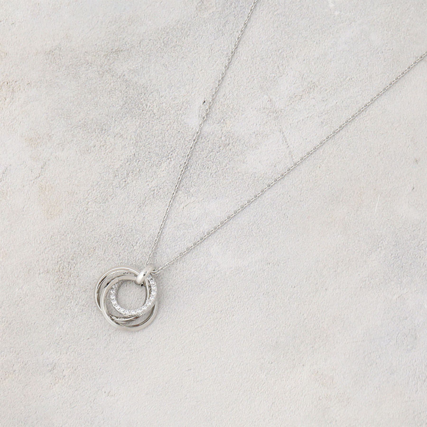 OPAQUE.CLIP「メタル&times;ビジュー3連リング ネックレス」|ネックレス|シルバー(006)