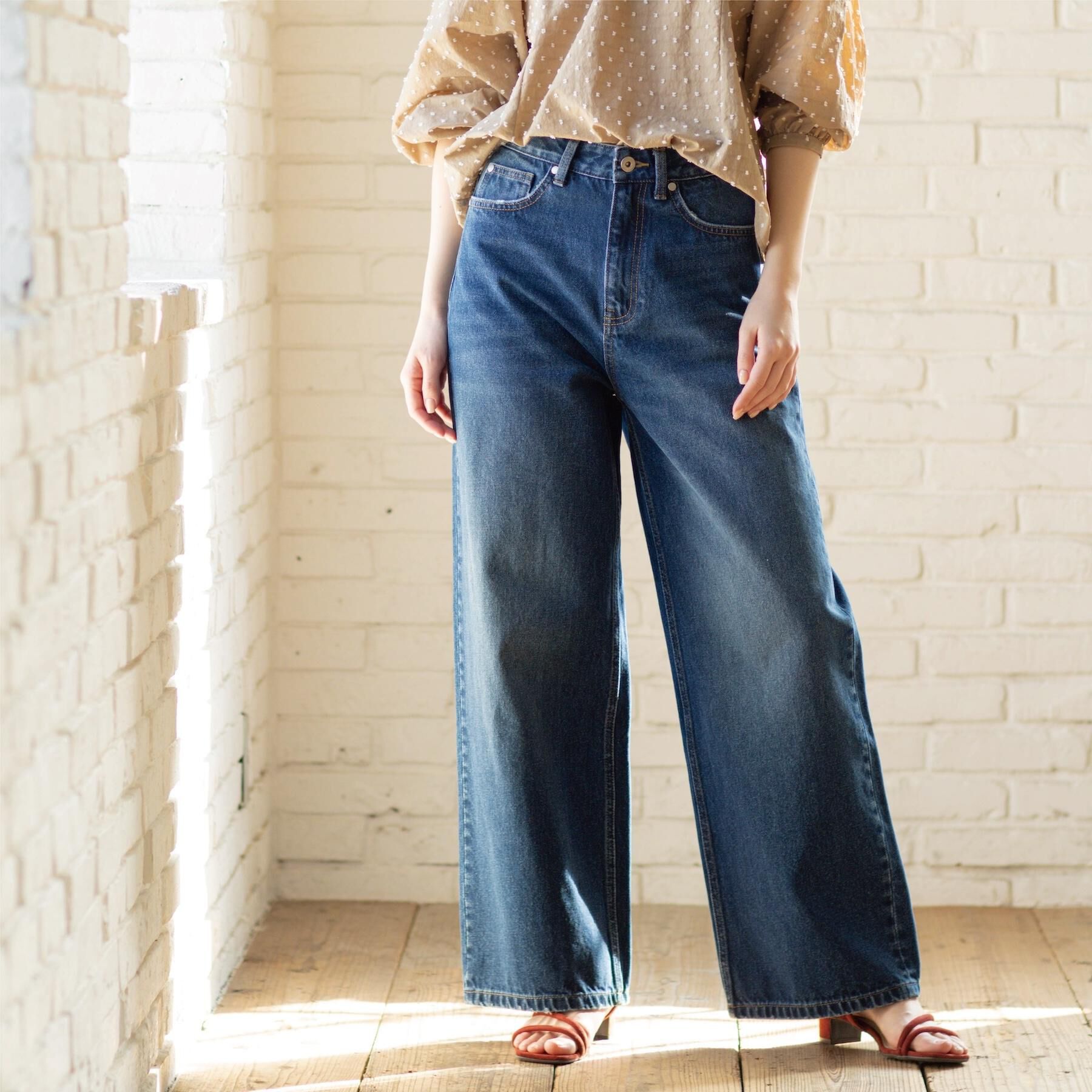 OPAQUE.CLIP「ワイドストレートデニムパンツ【洗濯機OK】《S～LL》」|デニム|