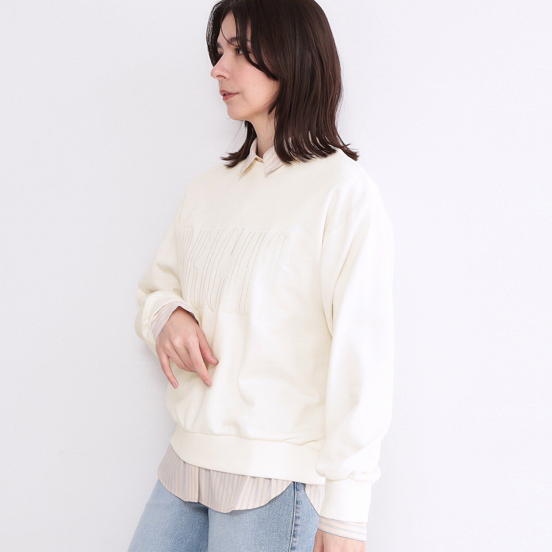 OPAQUE.CLIP「ロゴ刺繍裏毛トップス【洗濯機OK】」|Tシャツ・カットソー|