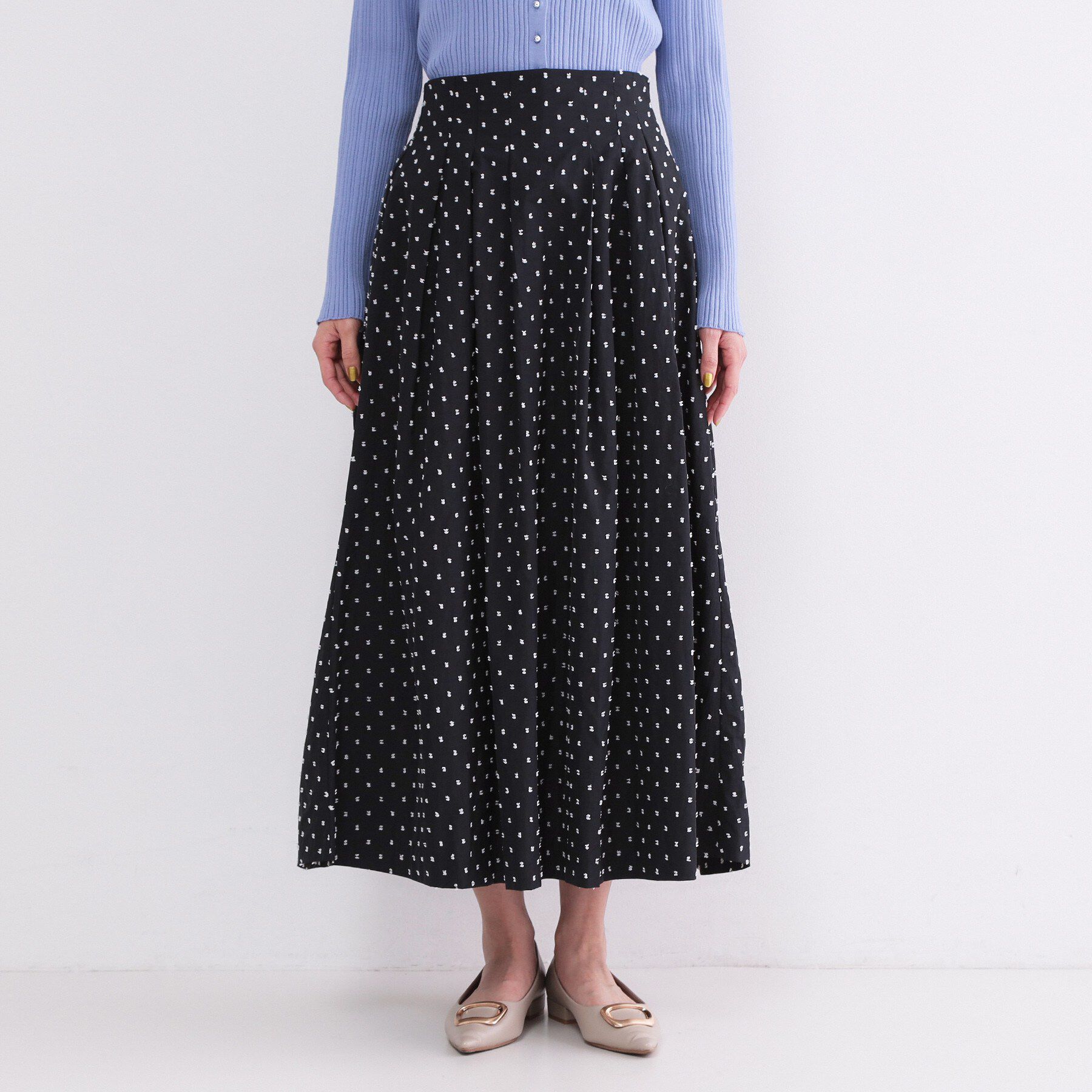 OPAQUE.CLIP「ドビードットタックフレアスカート【洗濯機OK】」|スカート|