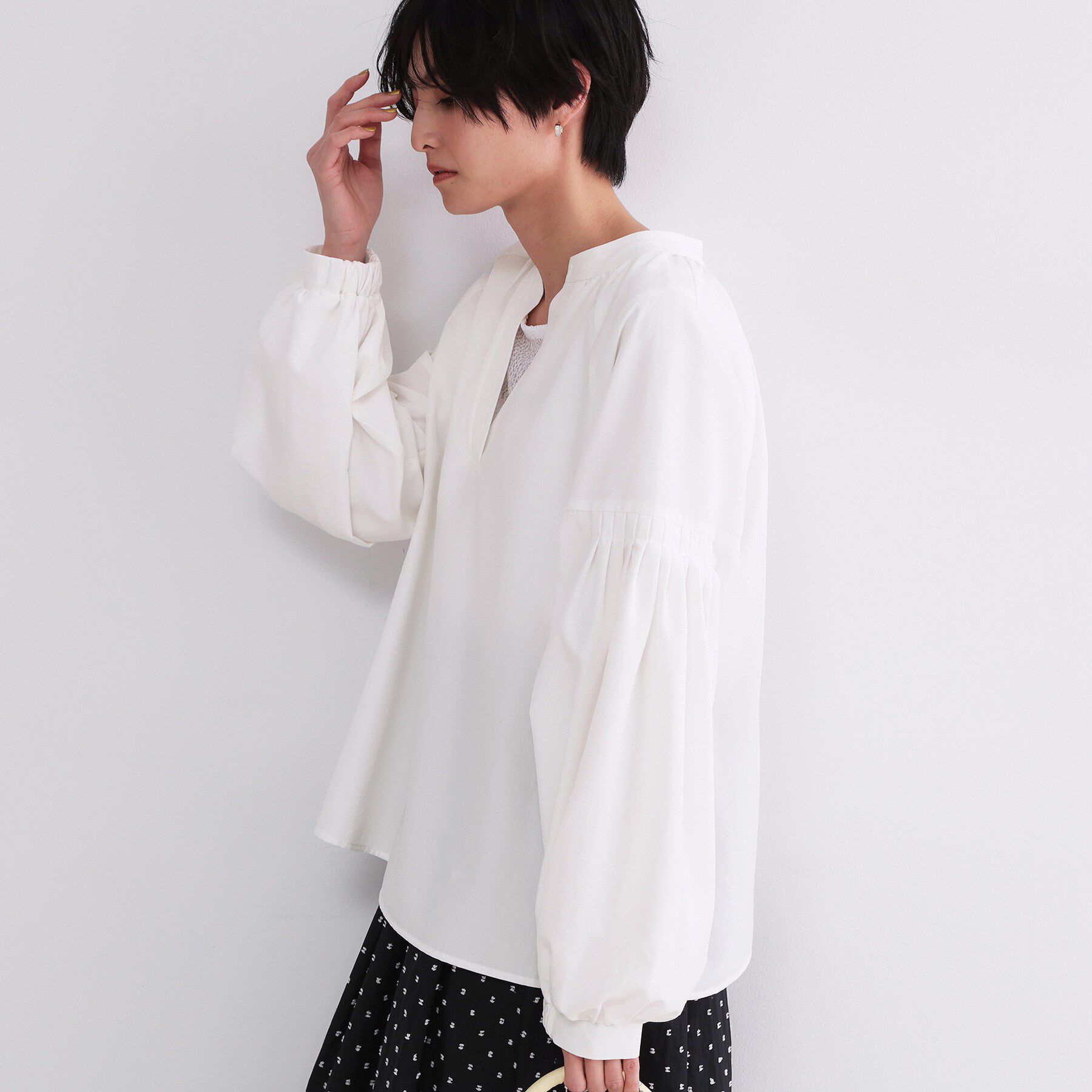 OPAQUE.CLIP「スキッパーボリュームスリーブブラウス【洗濯機OK】」|シャツ・ブラウス|