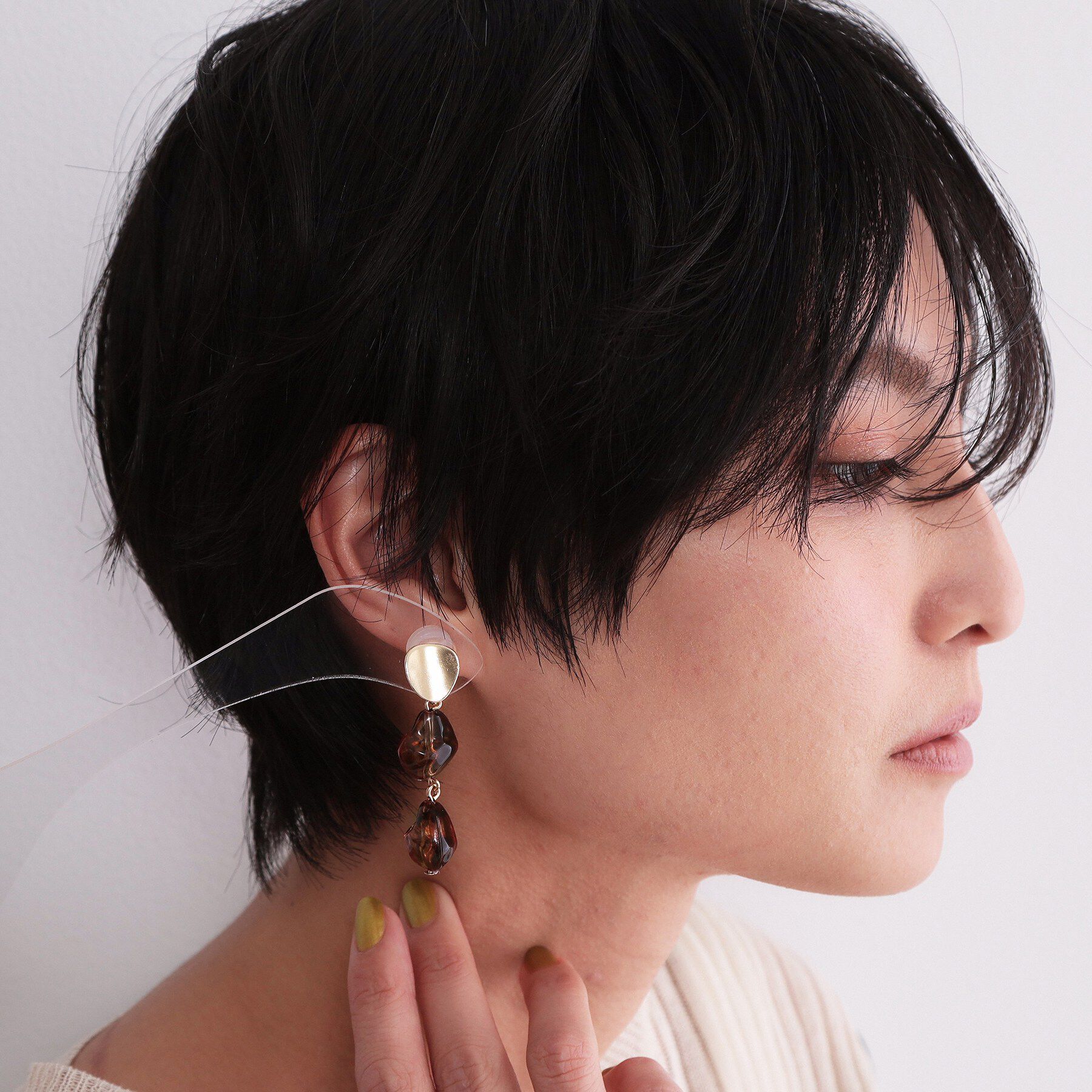 OPAQUE.CLIP「メタル&times;アクリルビーズ イヤリング」|イヤリング|