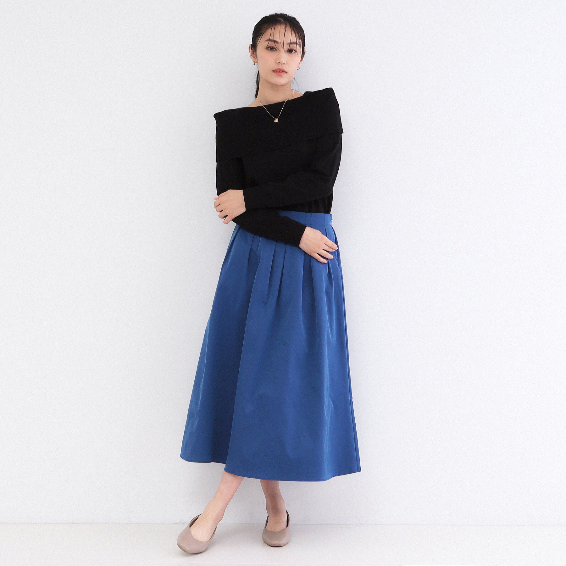 OPAQUE.CLIP「シャンブレータフタタックフレアスカート【洗濯機OK】」|スカート|