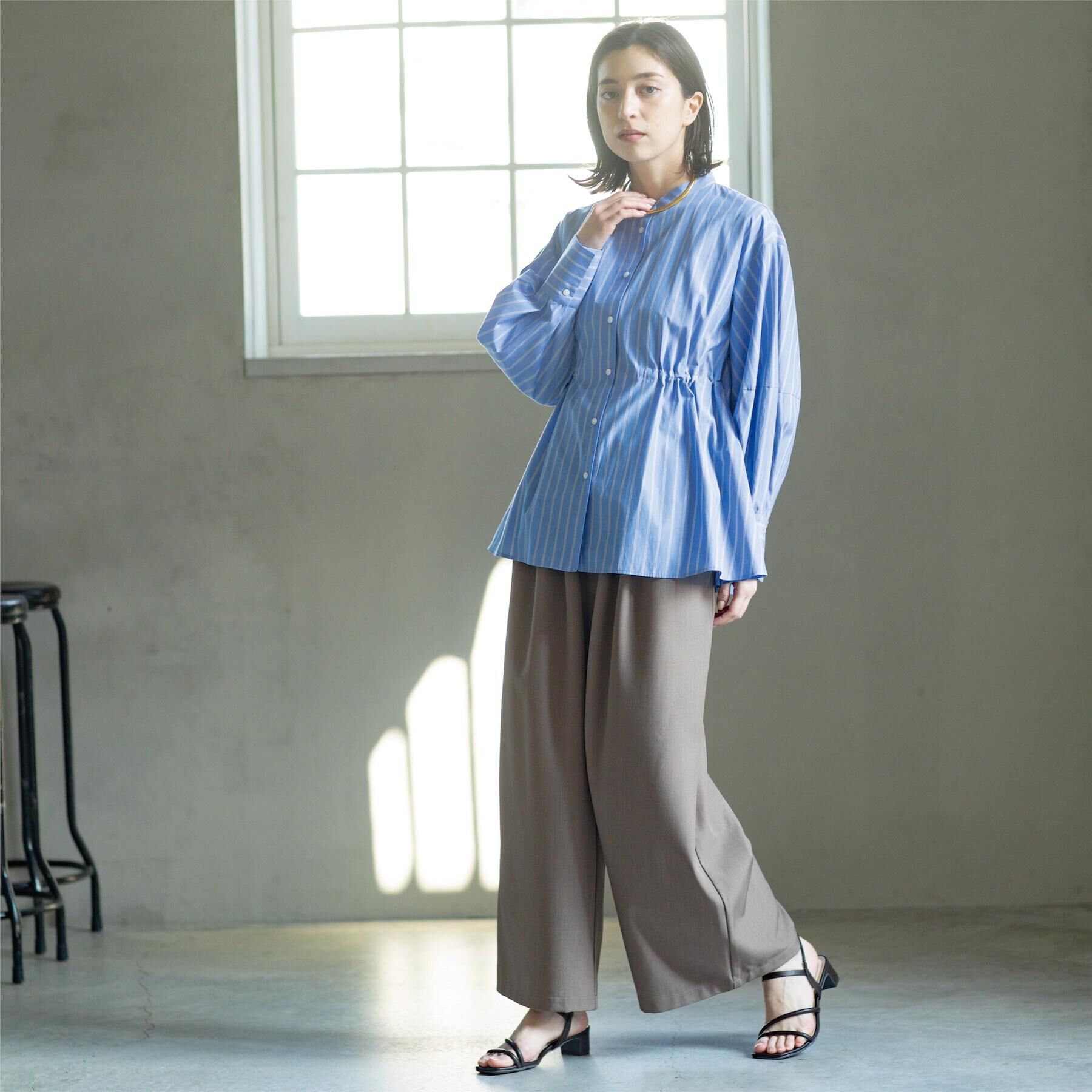 OPAQUE.CLIP「ストライプペプラムデザインブラウス【洗濯機OK】」|シャツ・ブラウス|