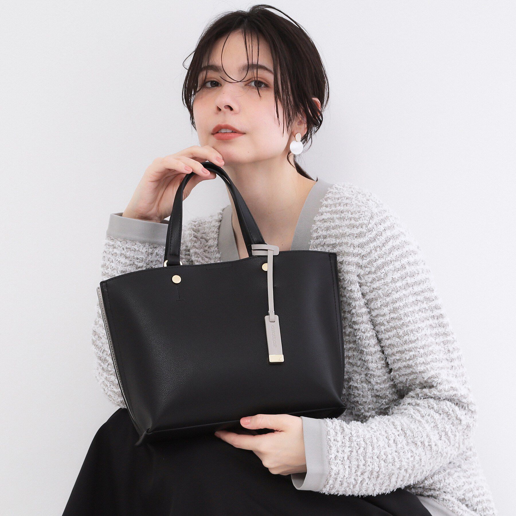 OPAQUE.CLIP「名品バイカラーミドルトート」|トートバッグ|