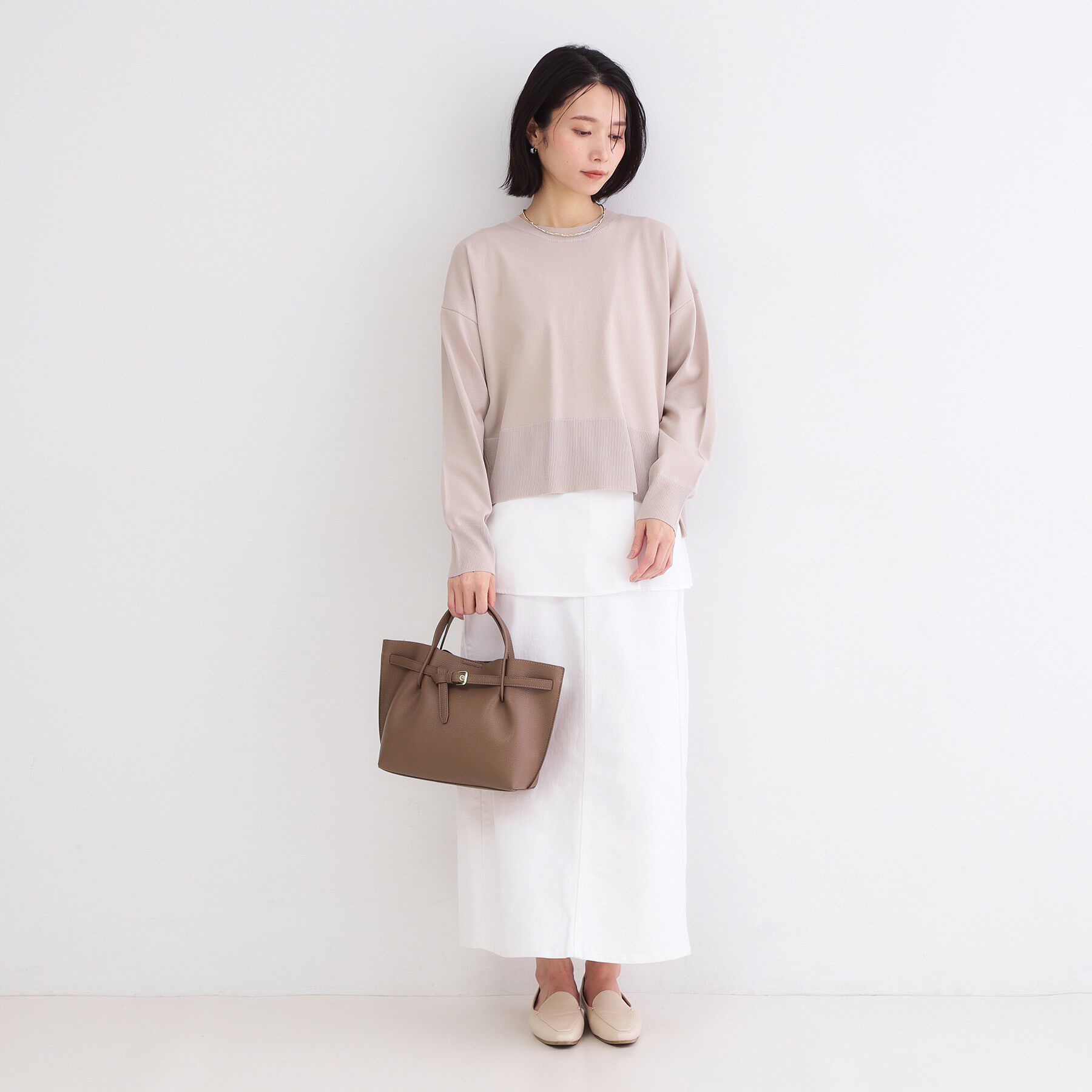 OPAQUE.CLIP「ベルトデザイン軽量シュリンク合皮ミドル」|トートバッグ|