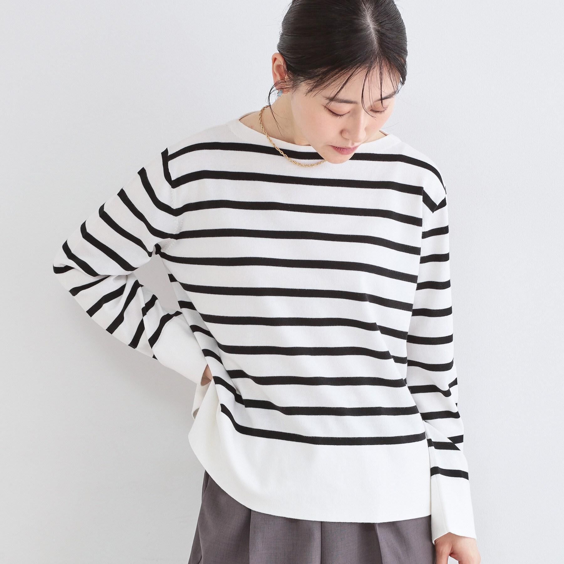 OPAQUE.CLIP「UV リラクシーボートネックニット／オーガニックコットン混【洗濯機OK】《5col》」|ニット・セーター|