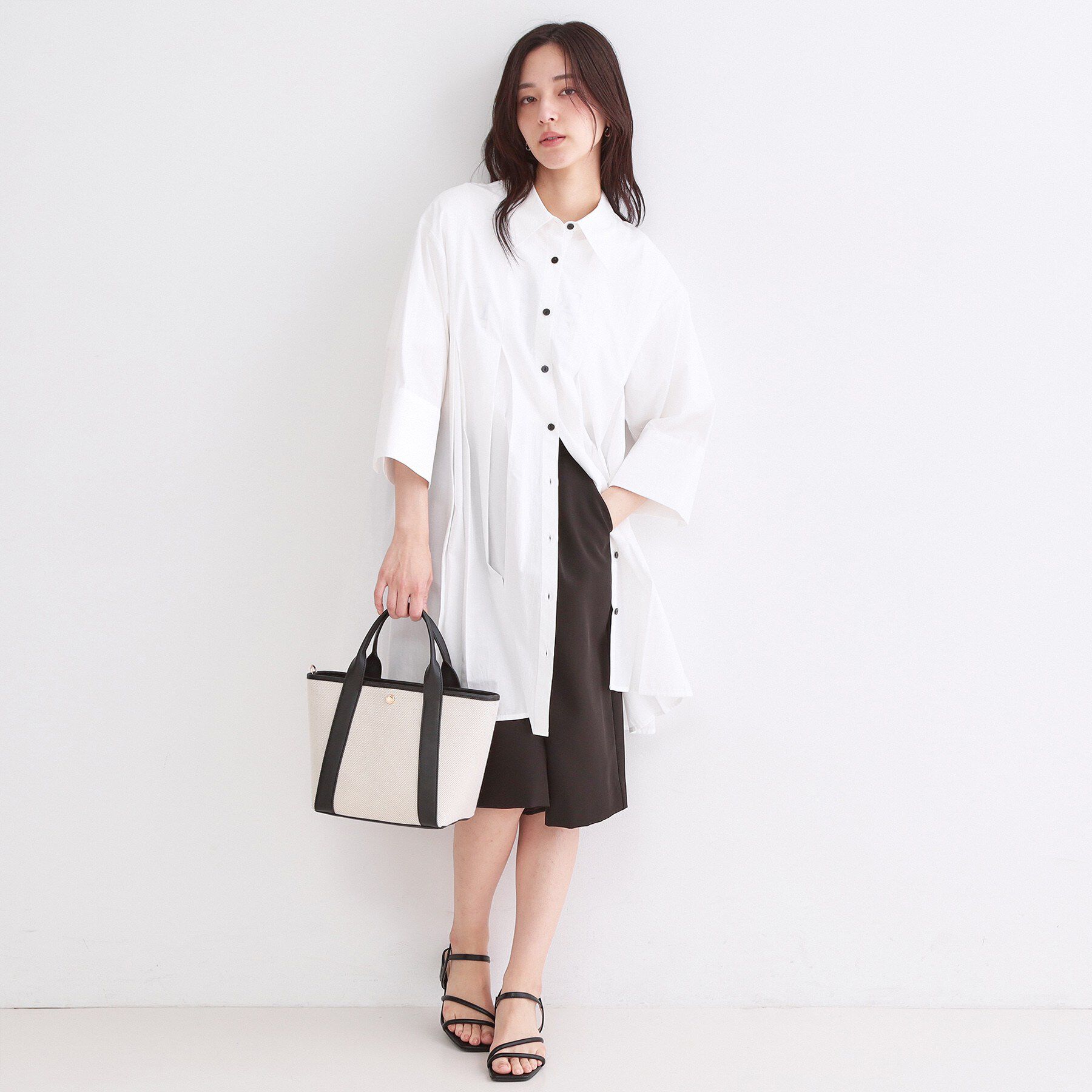 OPAQUE.CLIP「プリーツミニシャツワンピース【洗濯機OK】」|ワンピース|