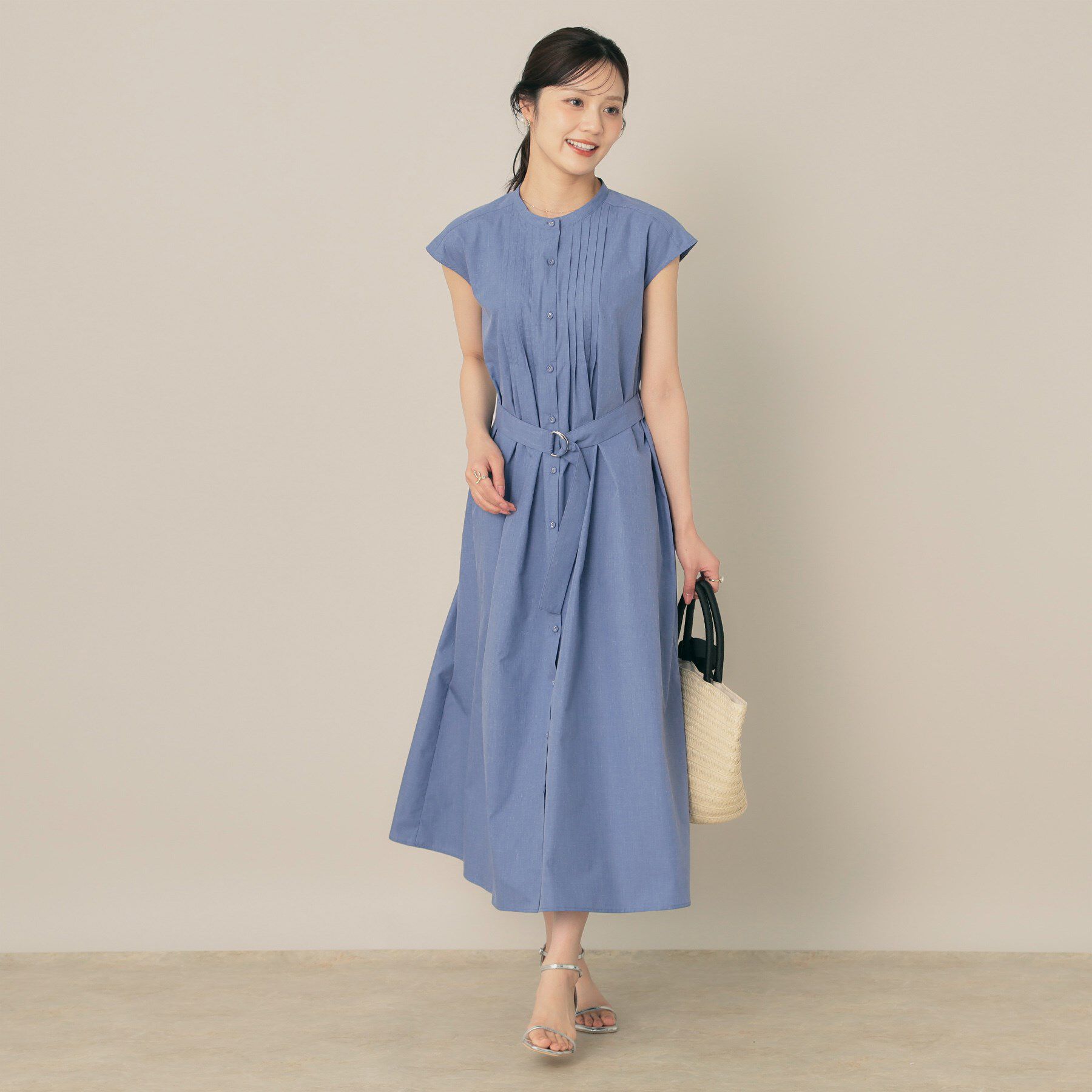 Couture broach「【Aライン・細見え】フロントタックシャツワンピース」|ワンピース|