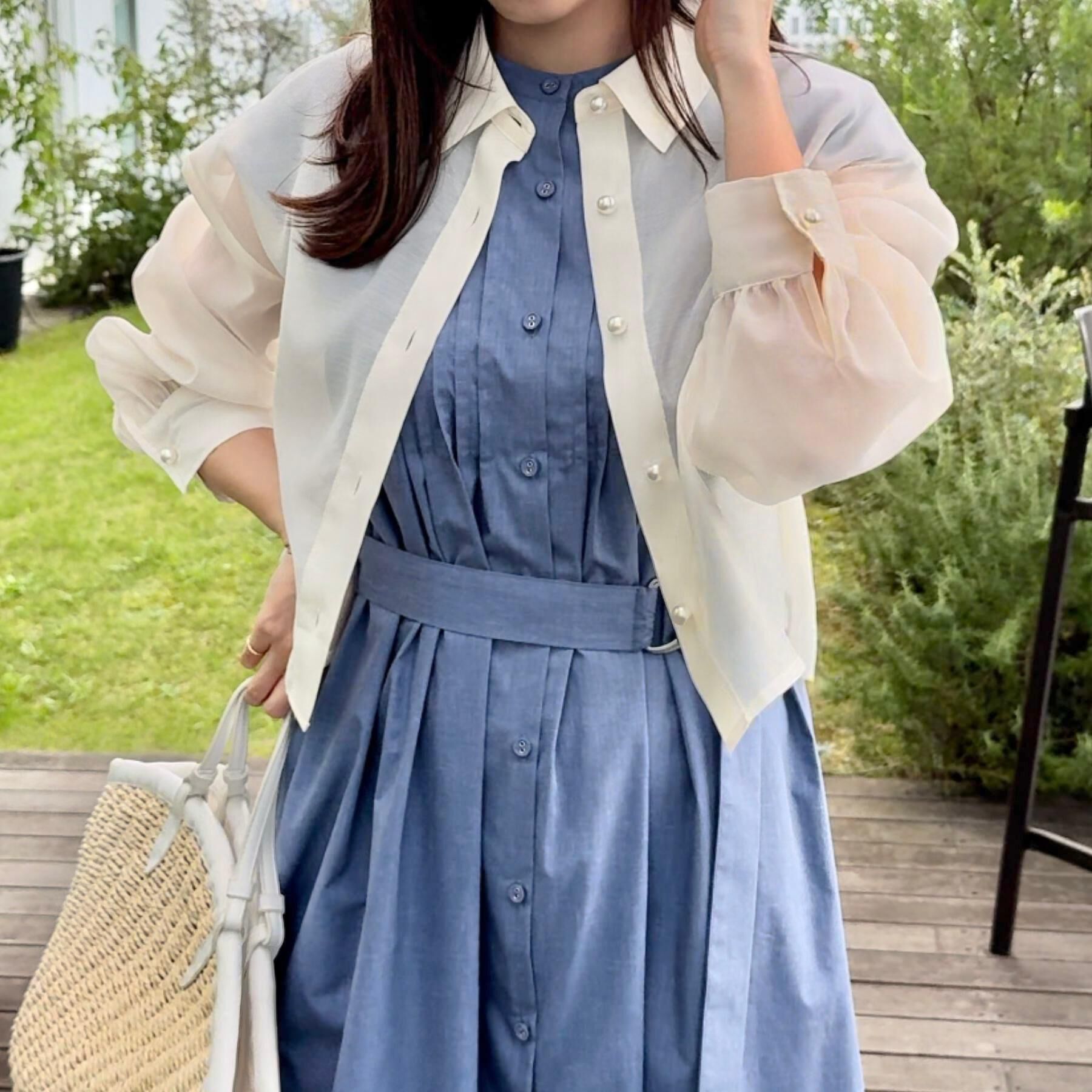 Couture broach「【Aライン・細見え】フロントタックシャツワンピース」|ワンピース|