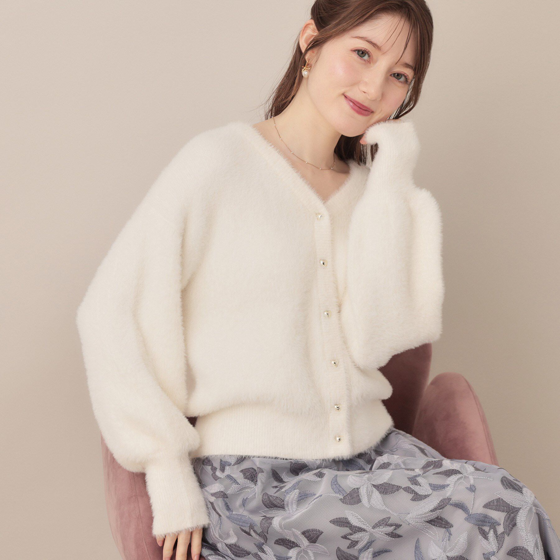 Couture broach「【ふわふわ/前後2WAY】フェザーカーディトップス」|カーディガン|