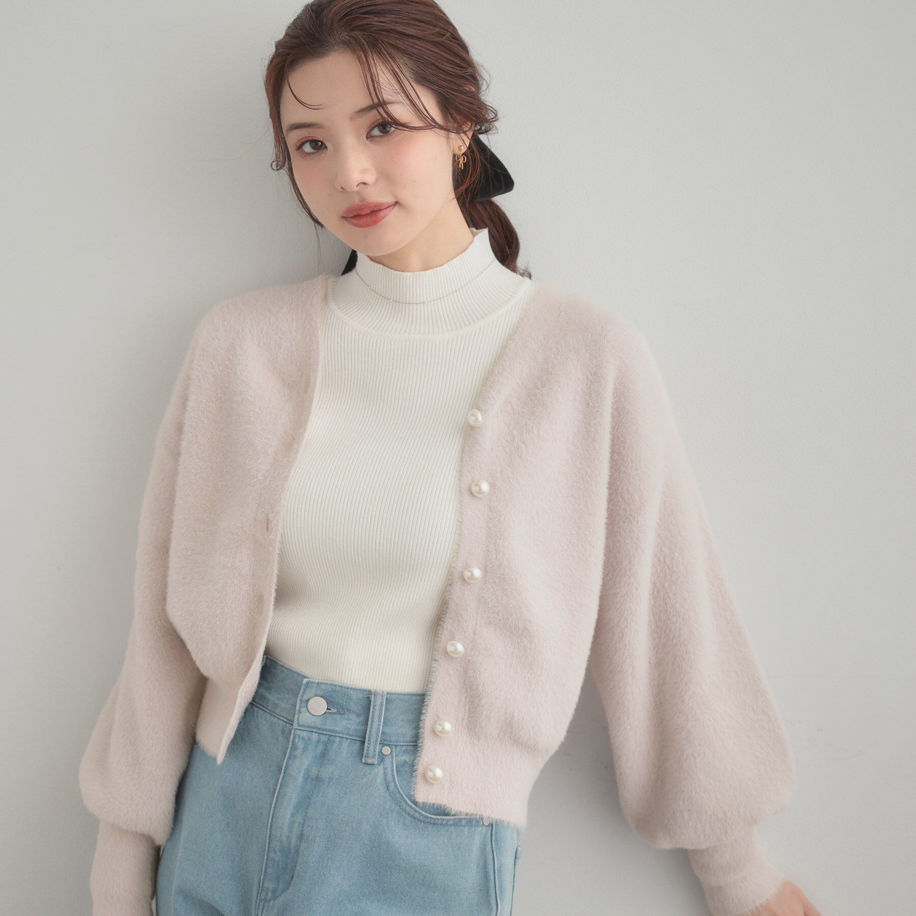 Couture broach「【前後2WAY】Springフェザーカーデトップス」|カーディガン|