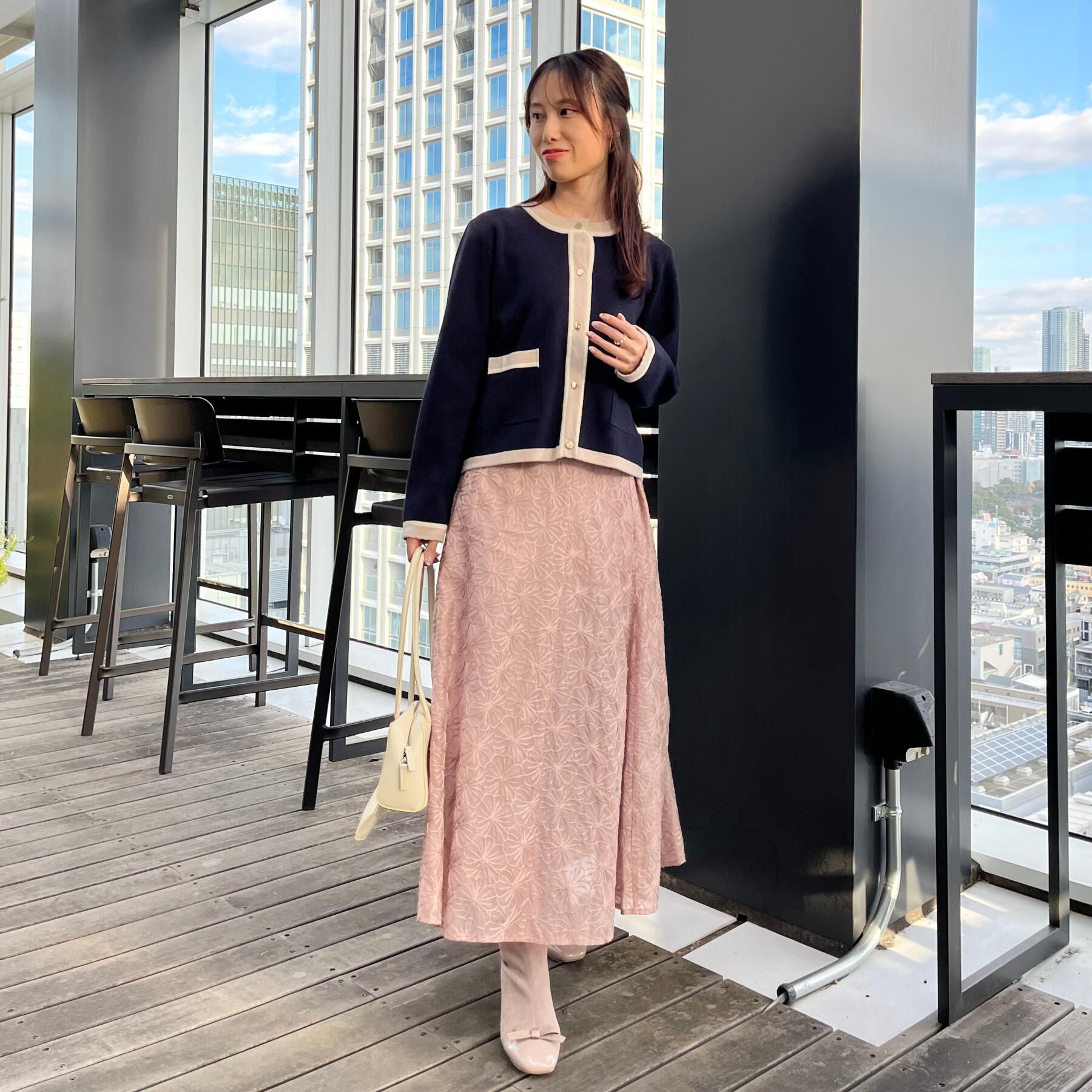 Couture broach「【ハレの日・通勤・着映え】配色 総針カーディガン」|カーディガン|