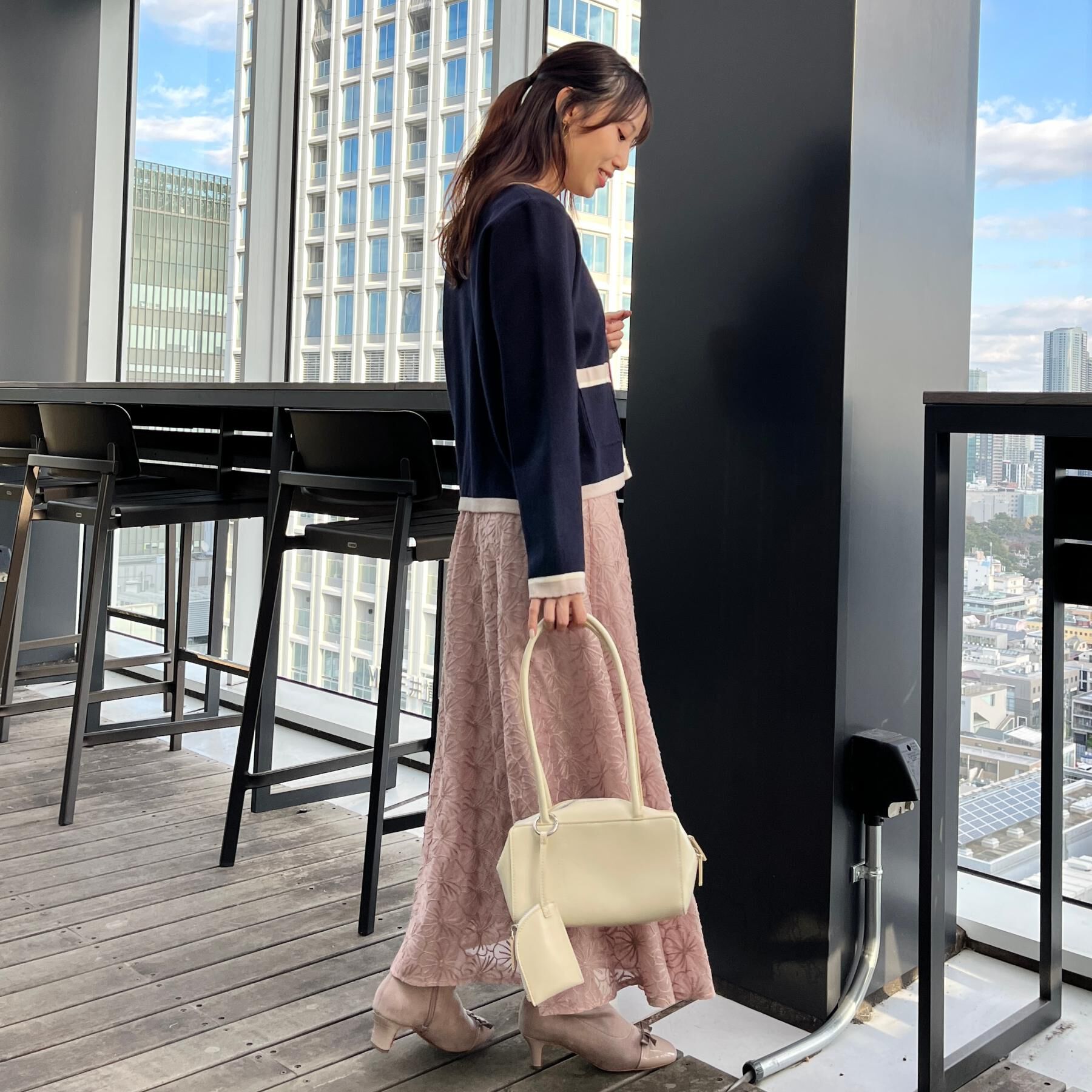 Couture broach「【ハレの日・通勤・着映え】配色 総針カーディガン」|カーディガン|