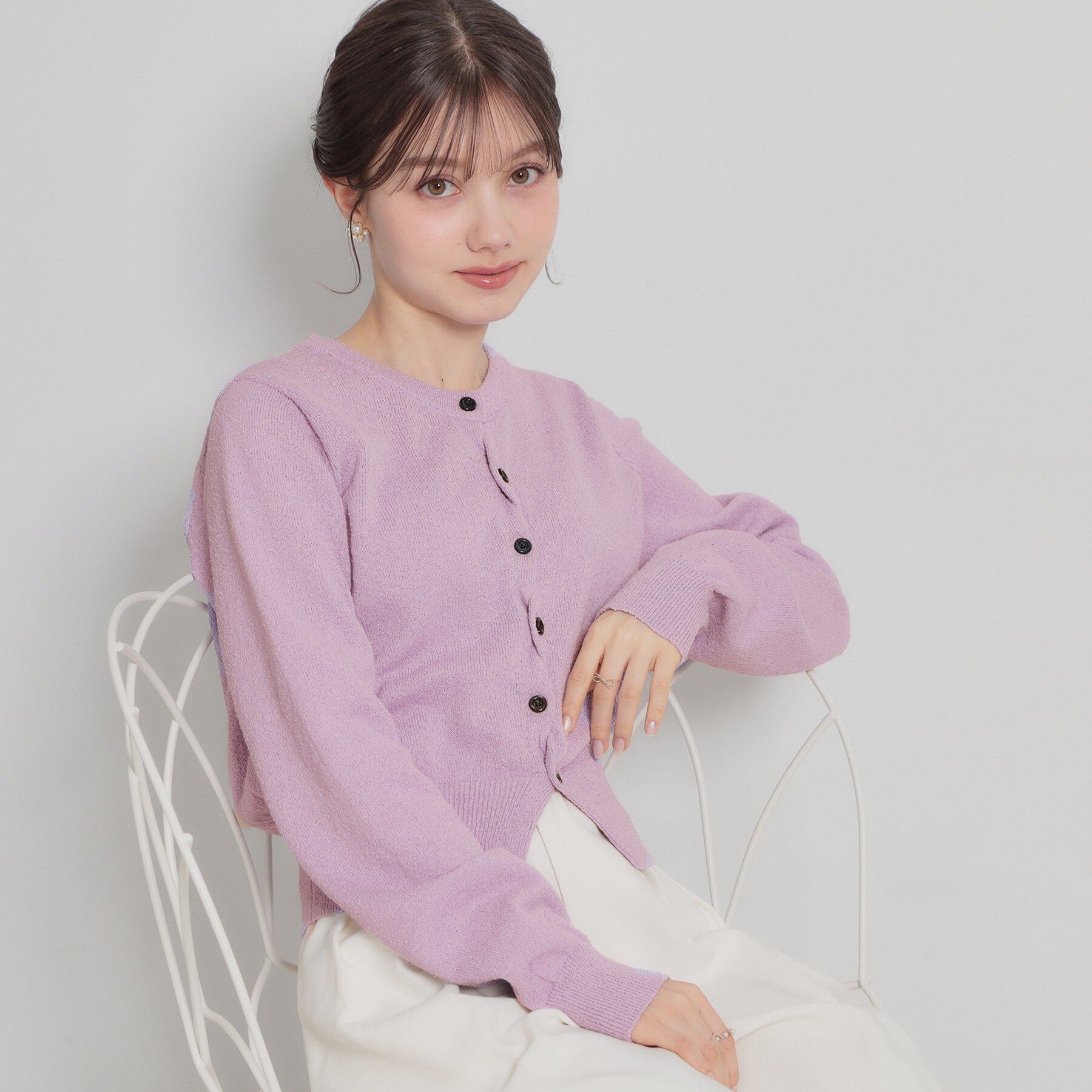 Couture broach「クロスボタンカーディガン」|カーディガン|ラベンダー(080)