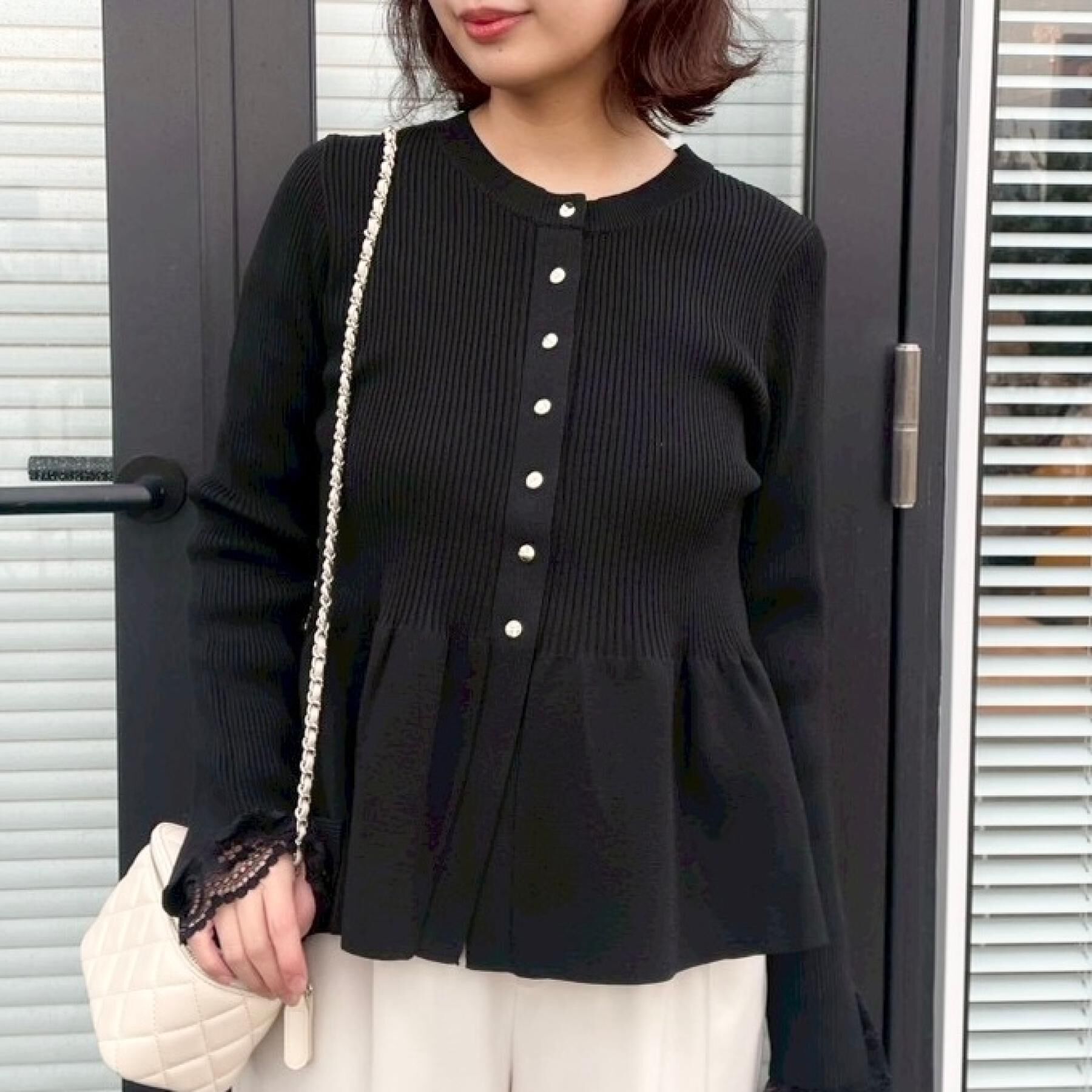 Couture broach「【大人かわいい・洗える】ペプラムニットカーディガン」|カーディガン|