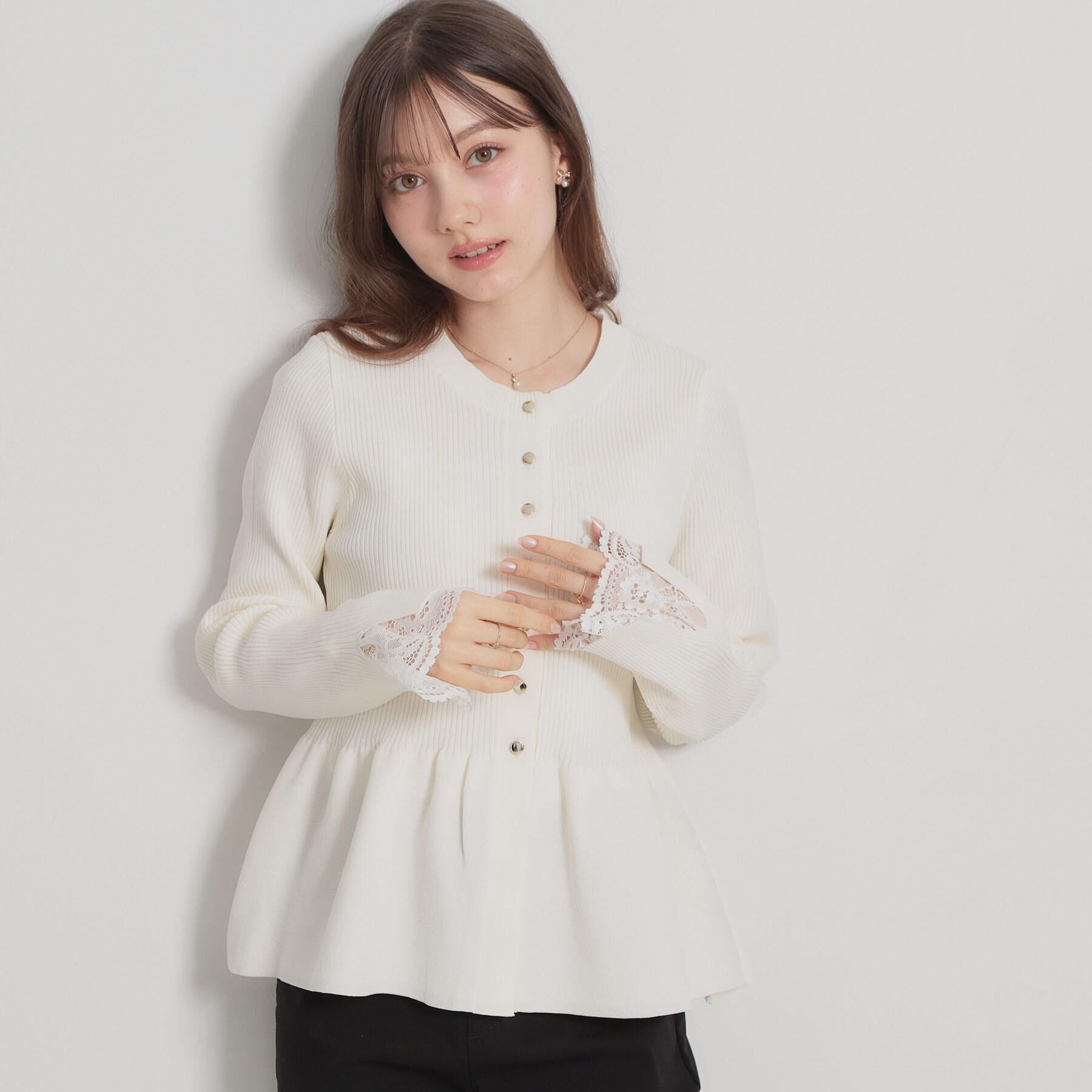 Couture broach「【大人かわいい・洗える】ペプラムニットカーディガン」|カーディガン|