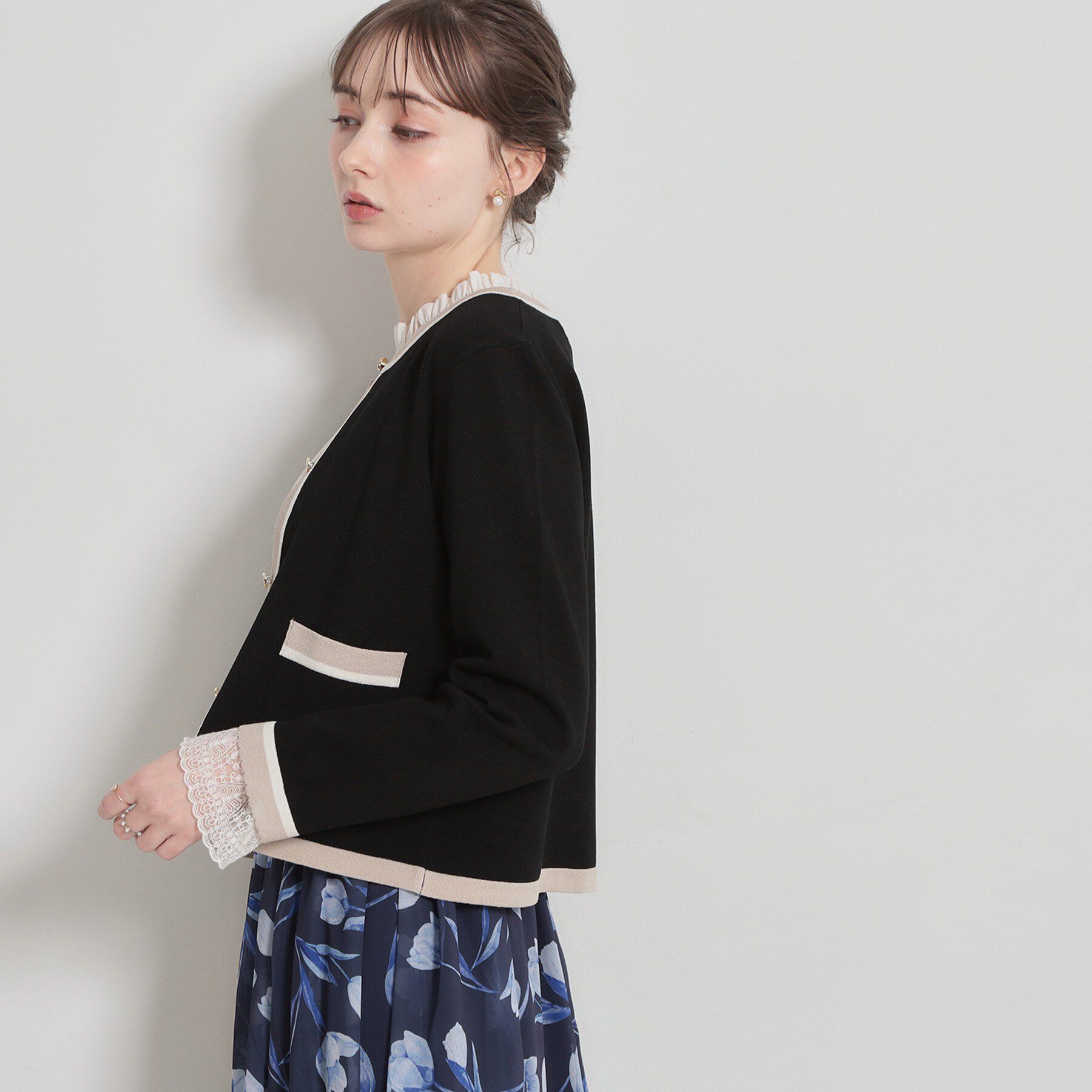 Couture broach「【洗える・着映え】SPRING配色カーディガン」|カーディガン|