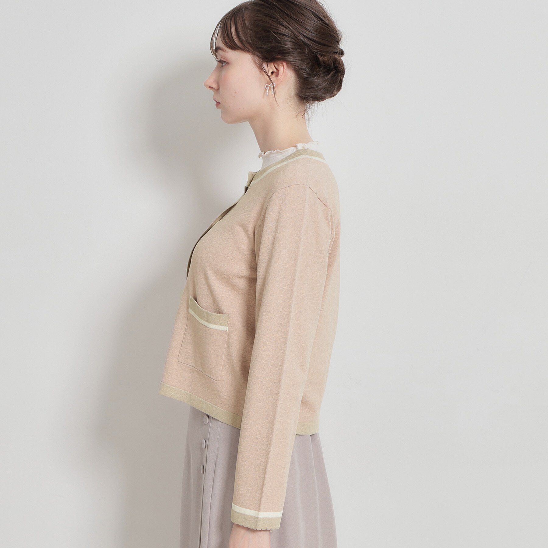 Couture broach「【洗える・着映え】SPRING配色カーディガン」|カーディガン|