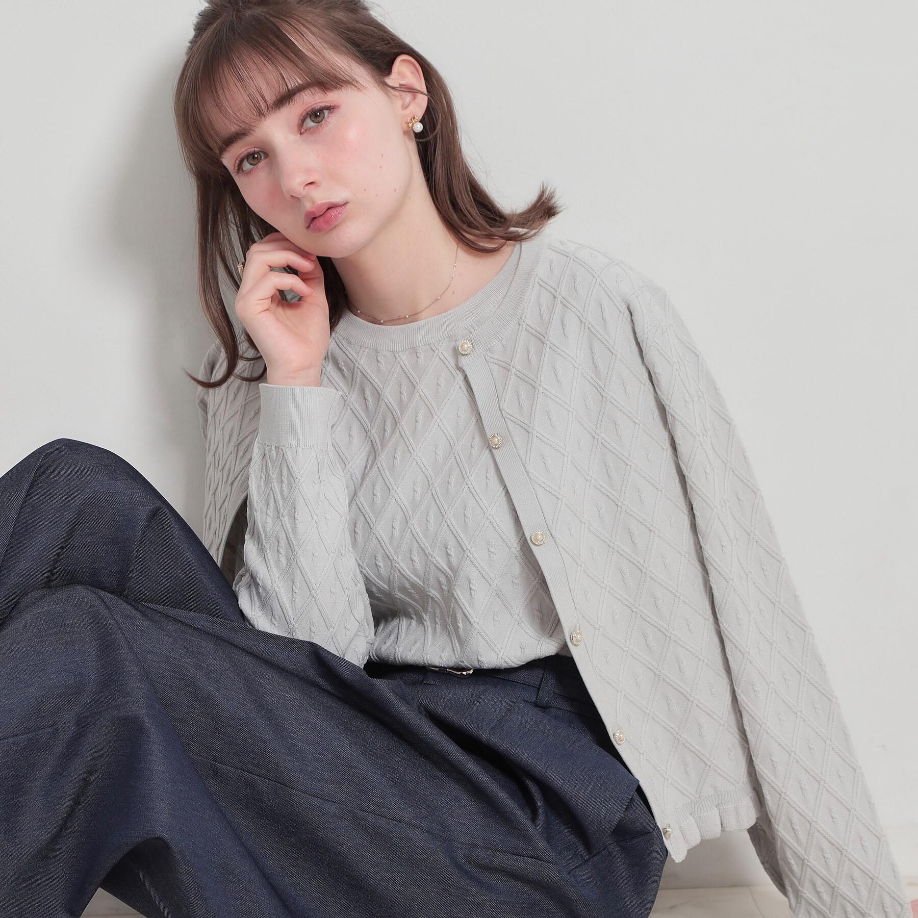 Couture broach「【アンサンブル可】ダイヤ柄カーディガン」|カーディガン|