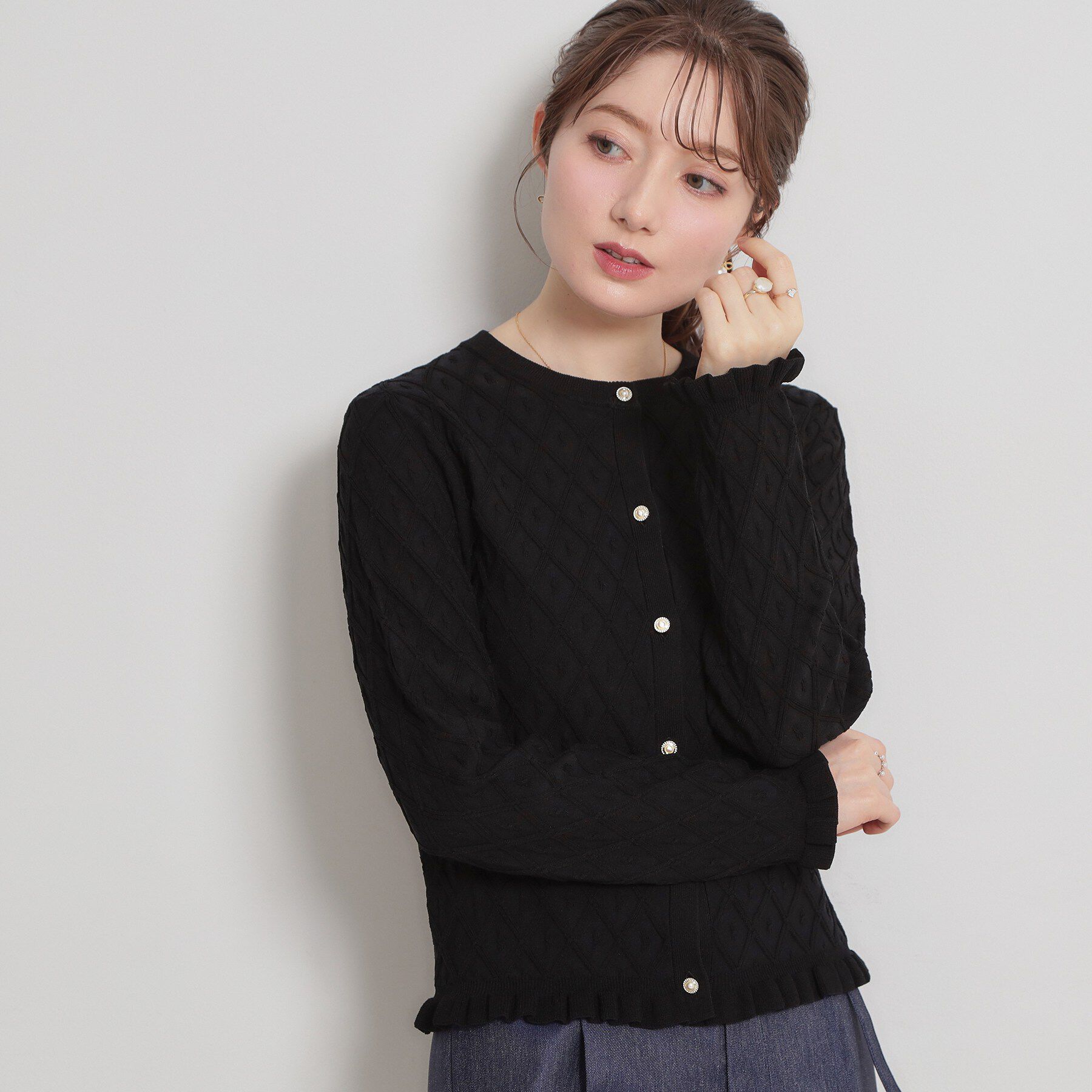 Couture broach「【アンサンブル可】ダイヤ柄カーディガン」|カーディガン|