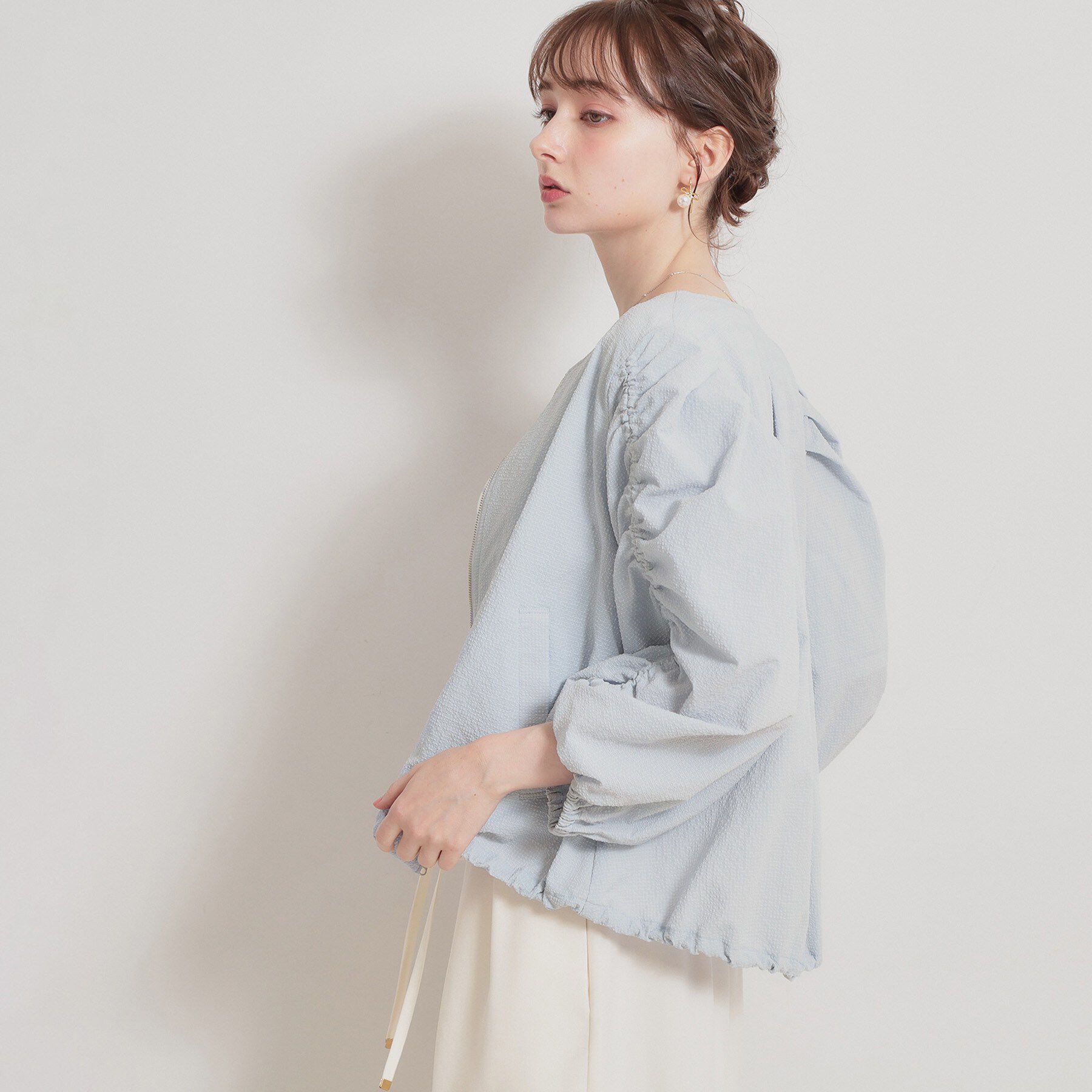 Couture broach「カラミタンブラーノーカラーブルゾン」|ブルゾン・スタジャン|