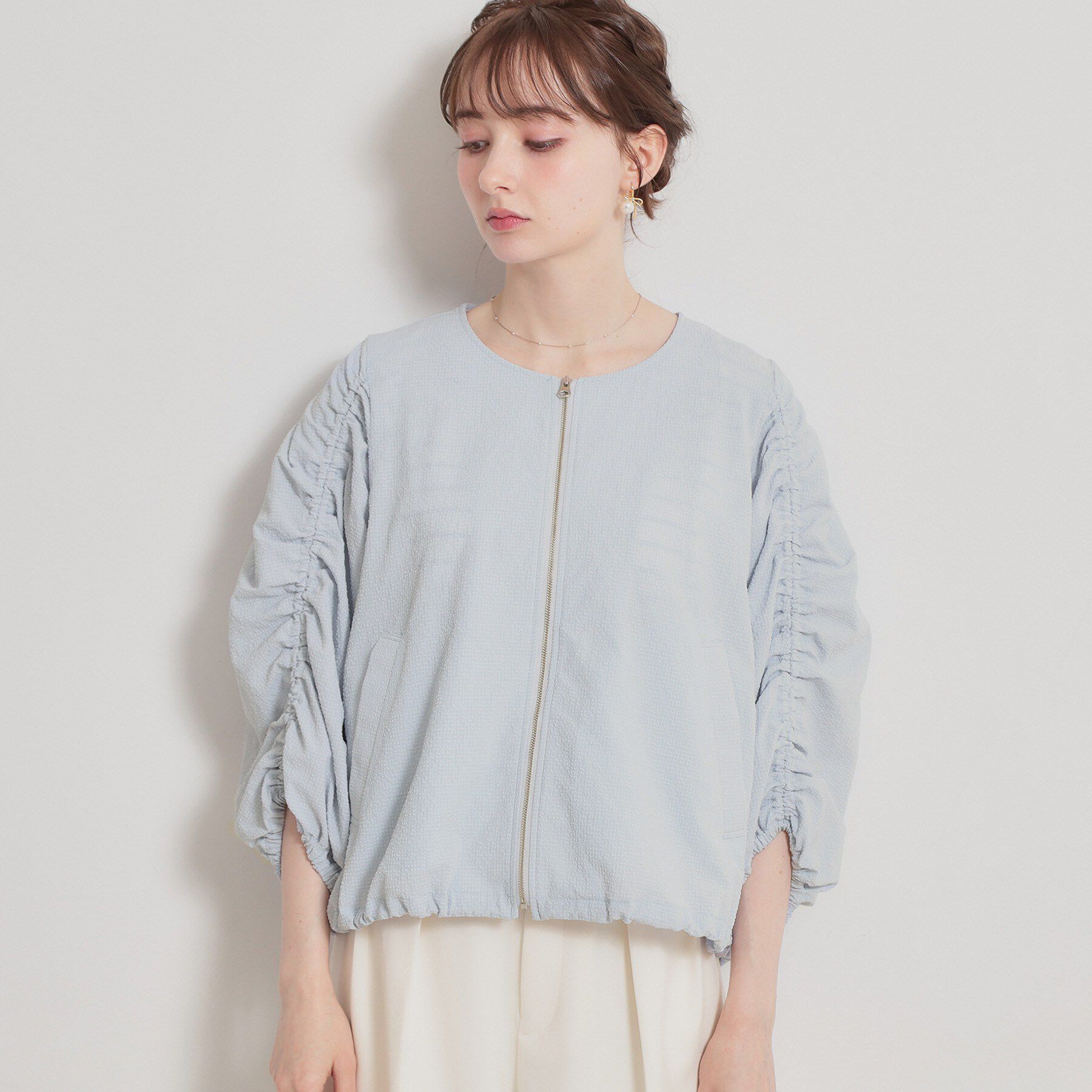 Couture broach「カラミタンブラーノーカラーブルゾン」|ブルゾン・スタジャン|