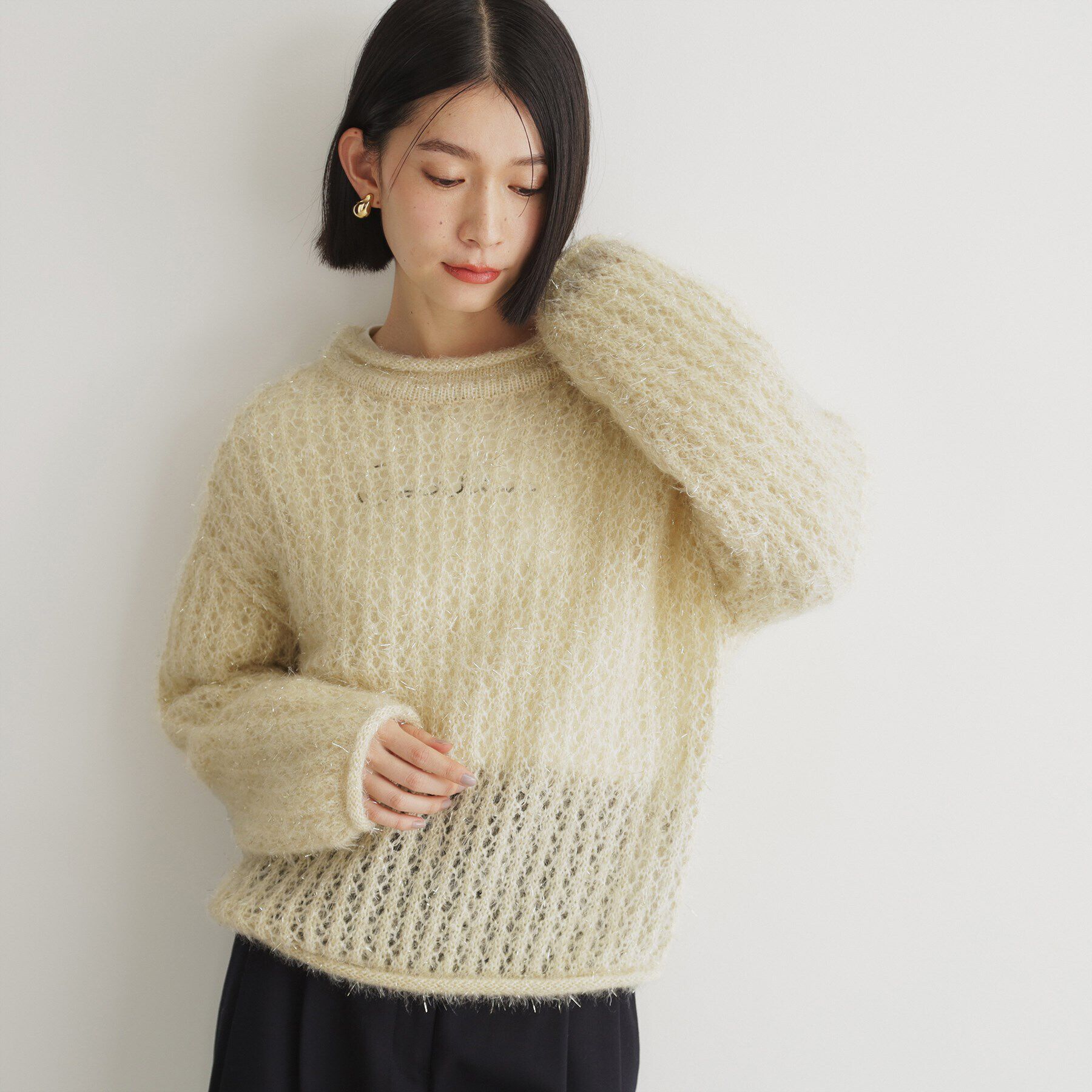 THE SHOP TK「【毛玉になりにくい】ラメメッシュニット/洗える」|ニット・セーター|