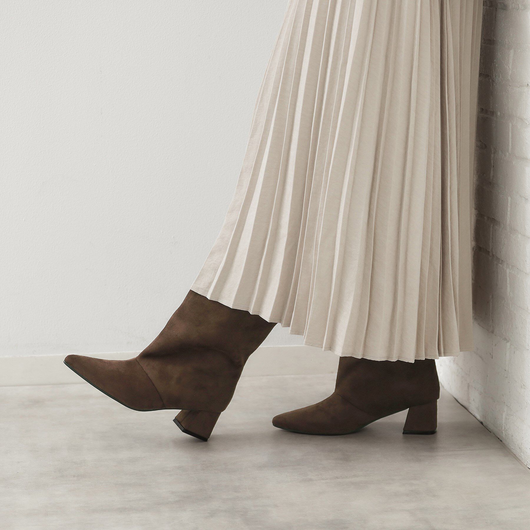 THE SHOP TK「ワイドシャフトフェイクスエードブーツ」|ショートブーツ|