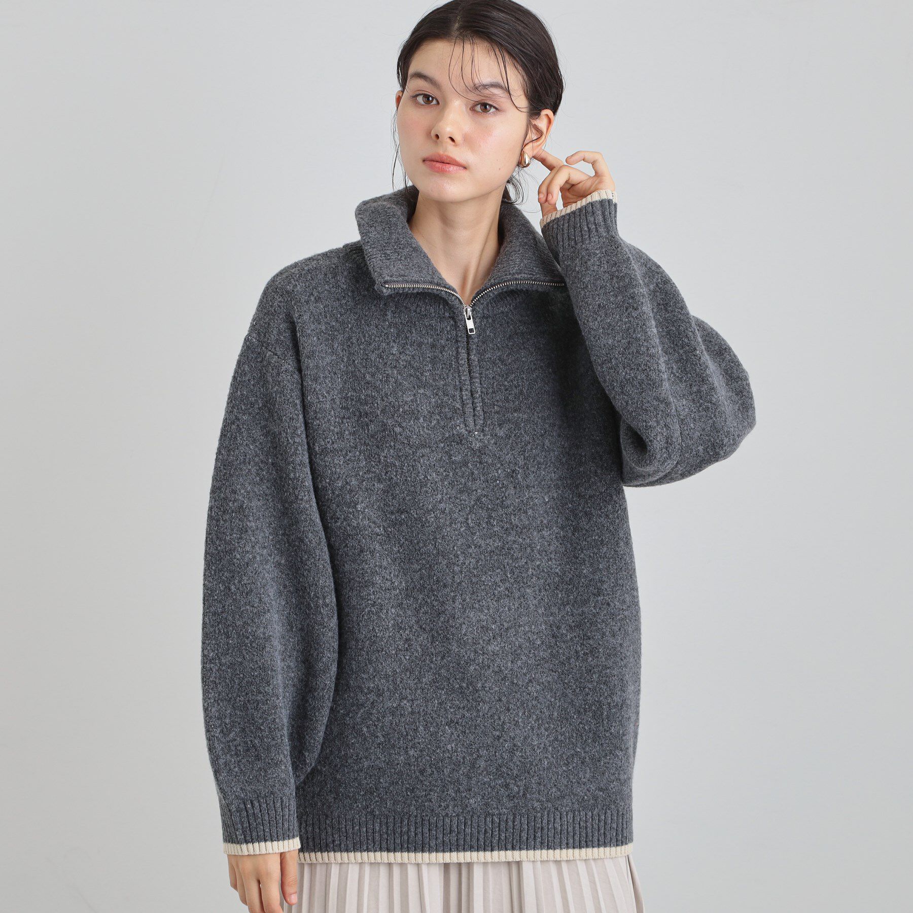 THE SHOP TK「【洗える】ほど良くラフで女性らしい ハーフZIPニット」|ニット・セーター|