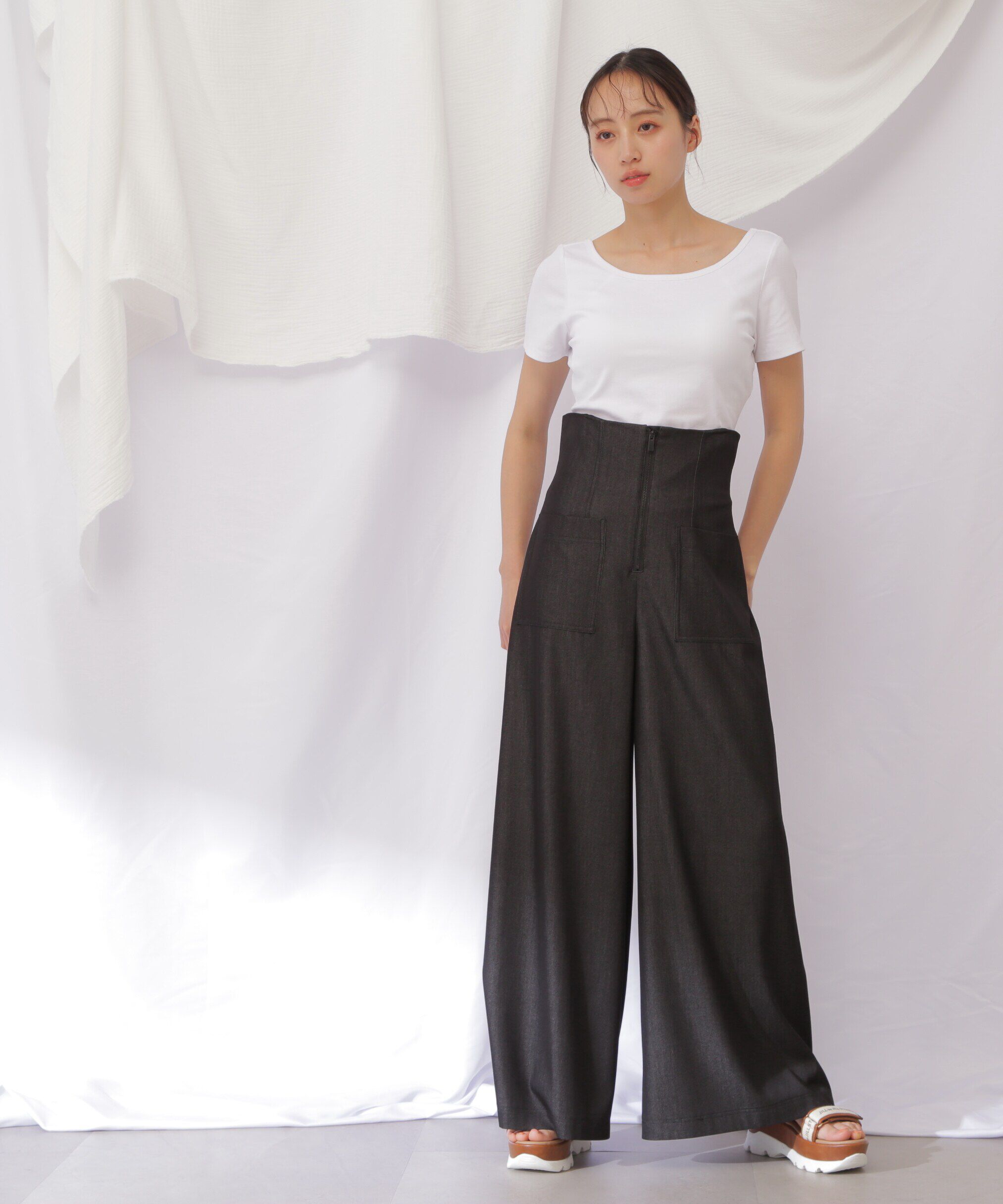  「フロントZIPワイドパンツ」|その他|