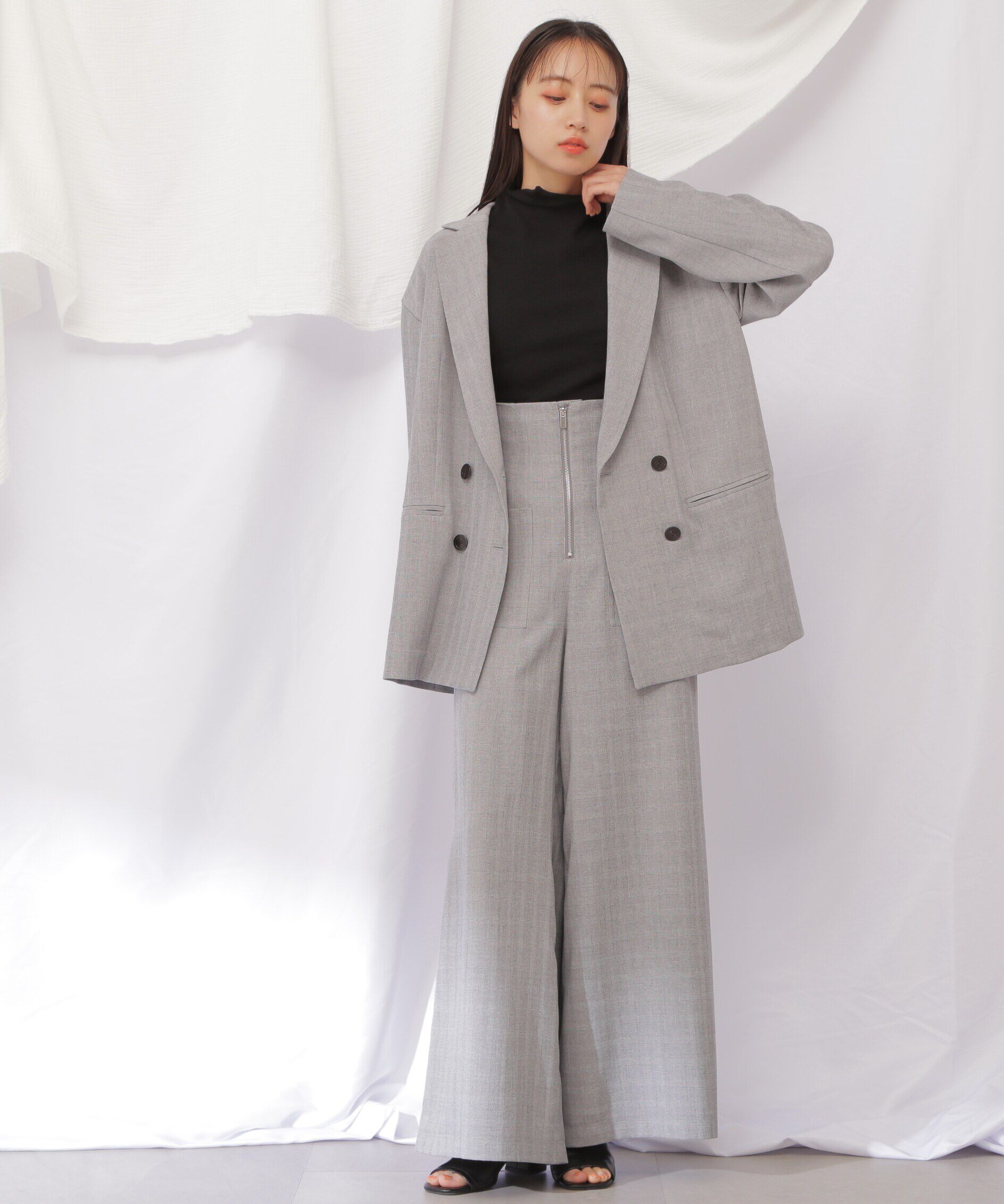  「フロントZIPワイドパンツ」|その他|