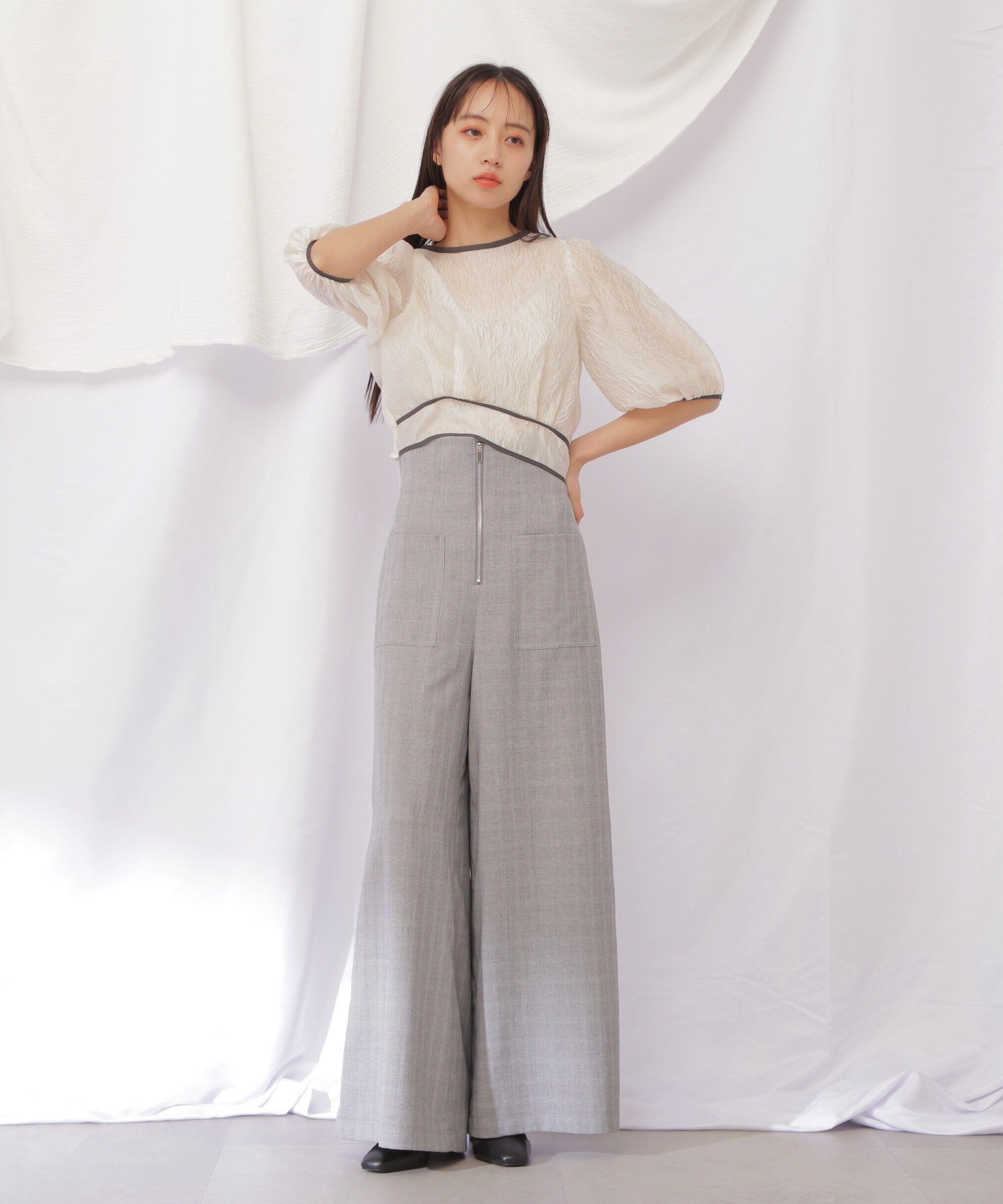  「フロントZIPワイドパンツ」|その他|