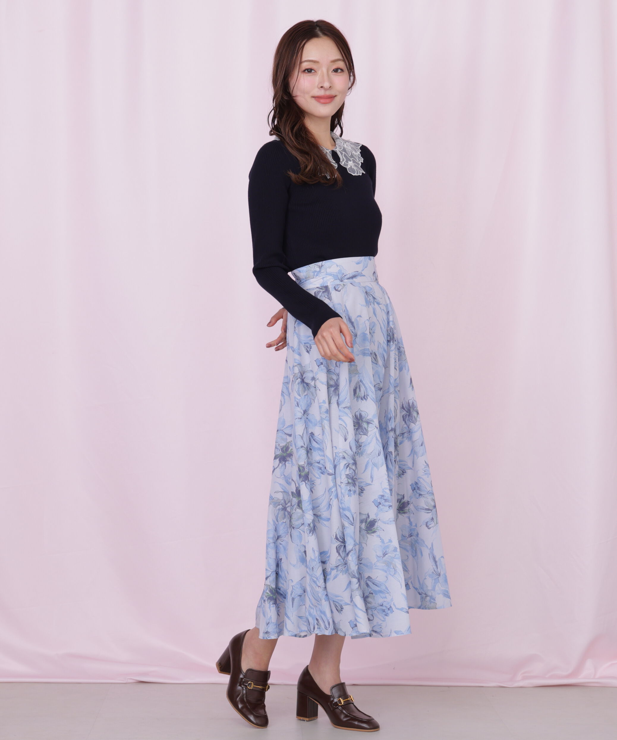  「シアーアートフラワープリントスカート」|スカート|