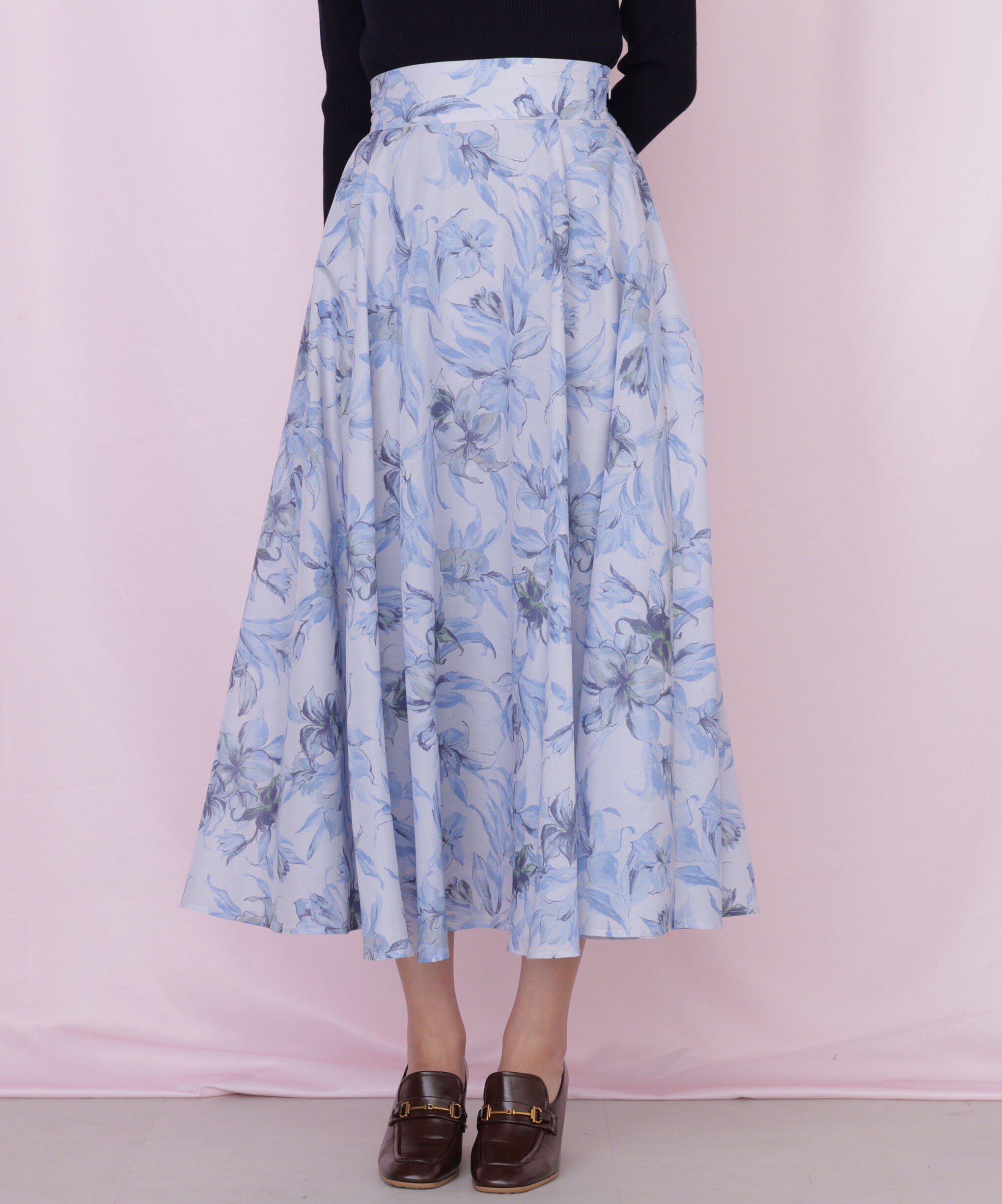  「シアーアートフラワープリントスカート」|スカート|