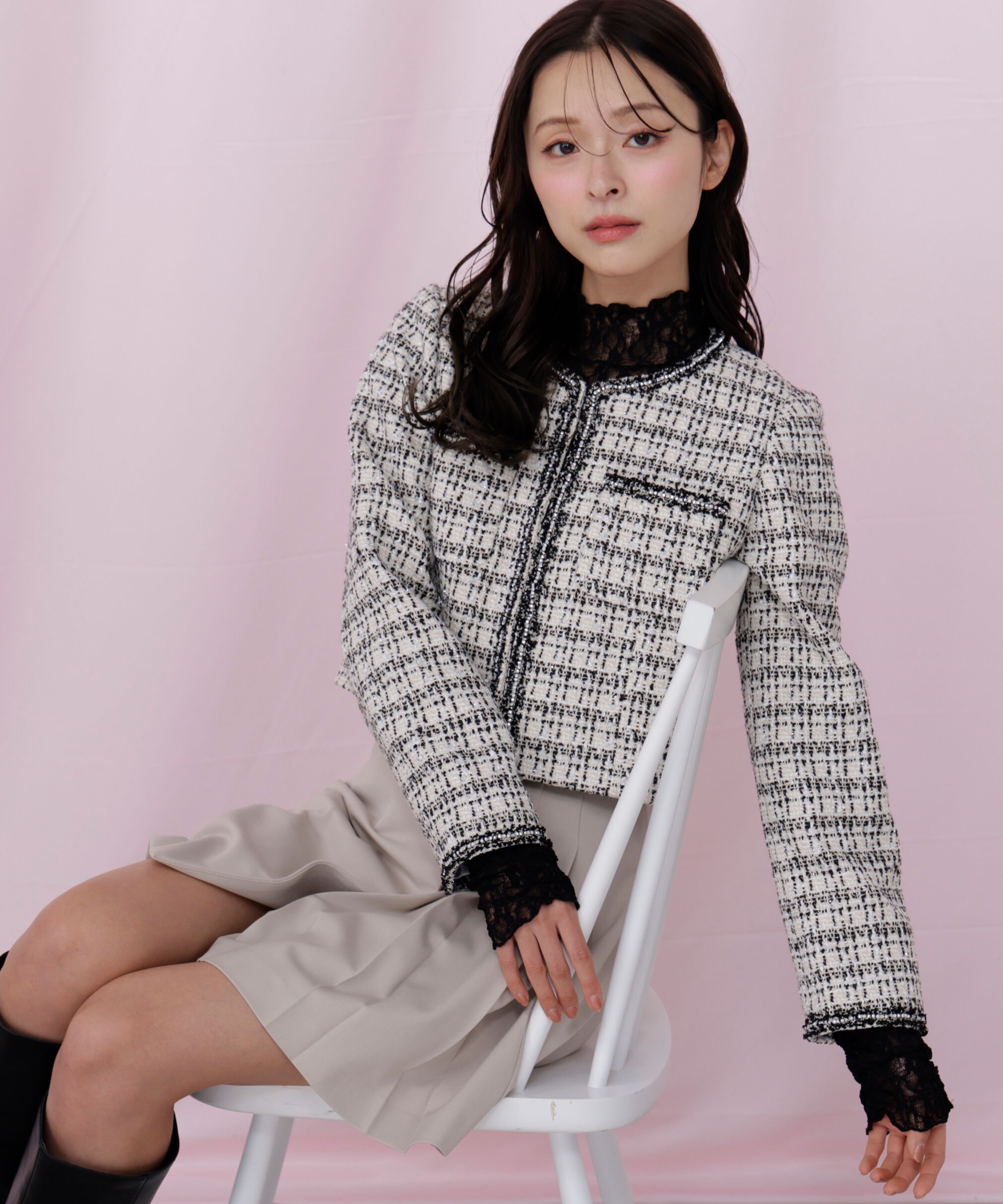  「ビジューブレード付きツイードジャケット」|その他|