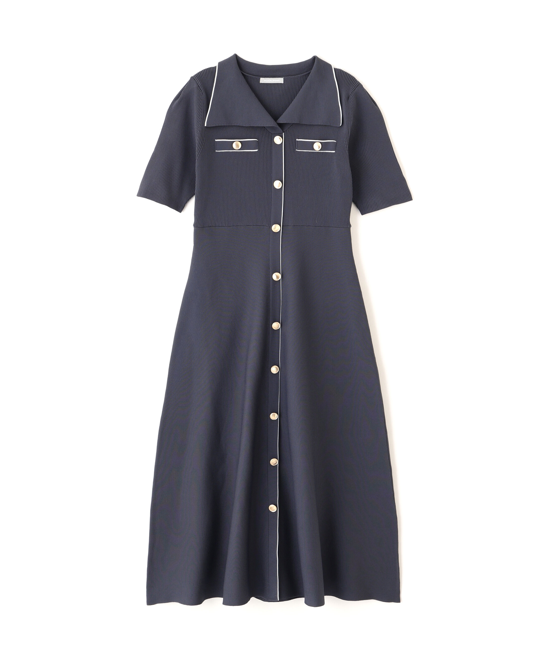  「開襟配色ニットワンピース」|ワンピース|チャコールブ