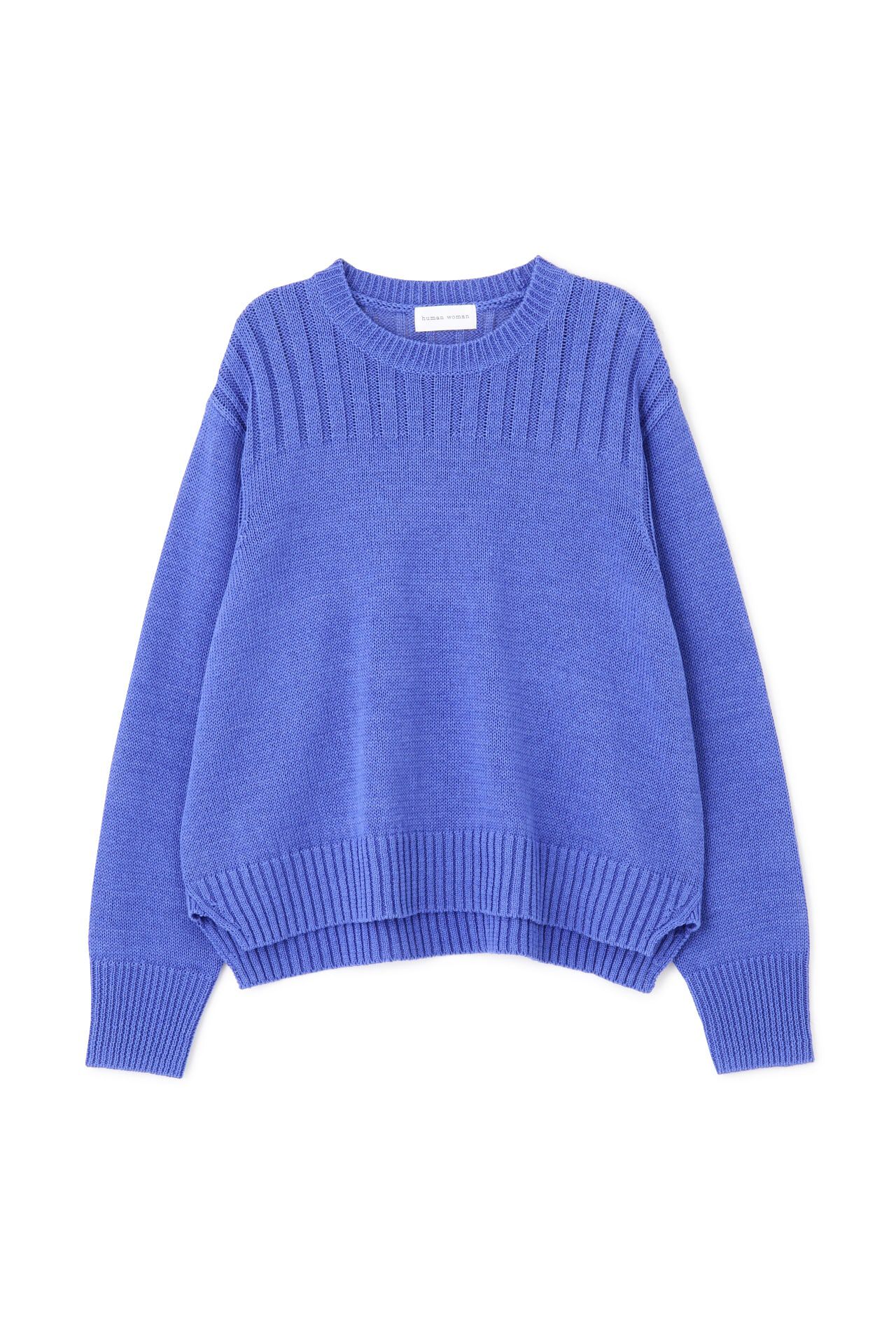  「◆【ウォッシャブル】ギマコットン編地コンビプルオーバー」|ニット・セーター|