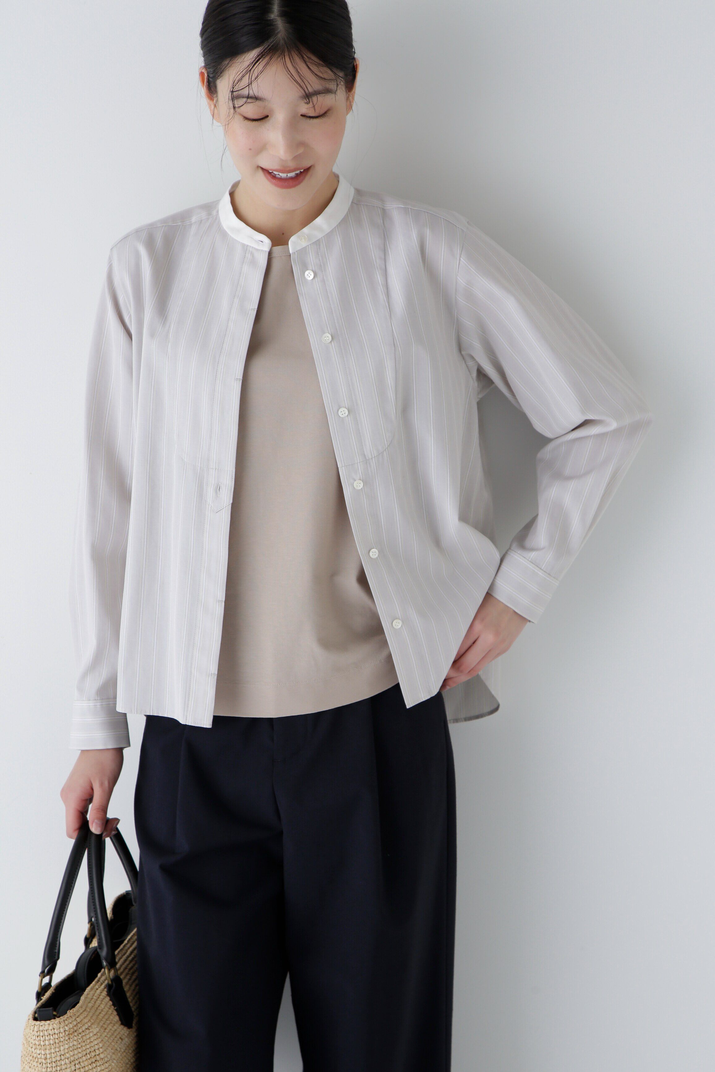  「◆コットンドビーストライプクレリックシャツ」|シャツ・ブラウス|ベージュ3