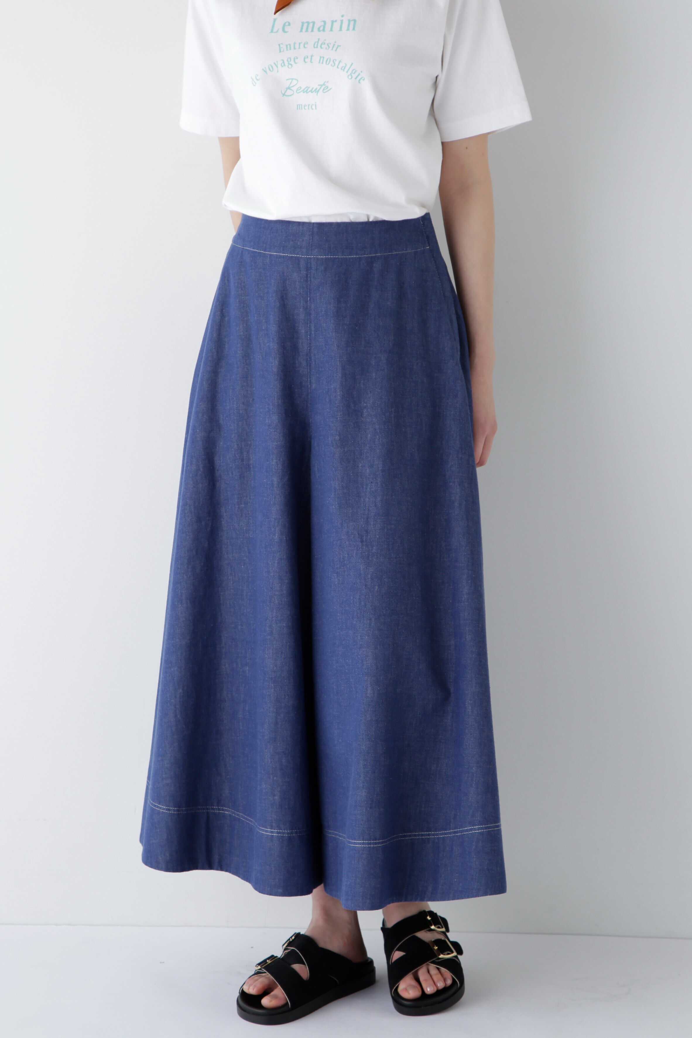  「◆ライトオンスデニムフレアースカーチョ」|スカート|ブルー