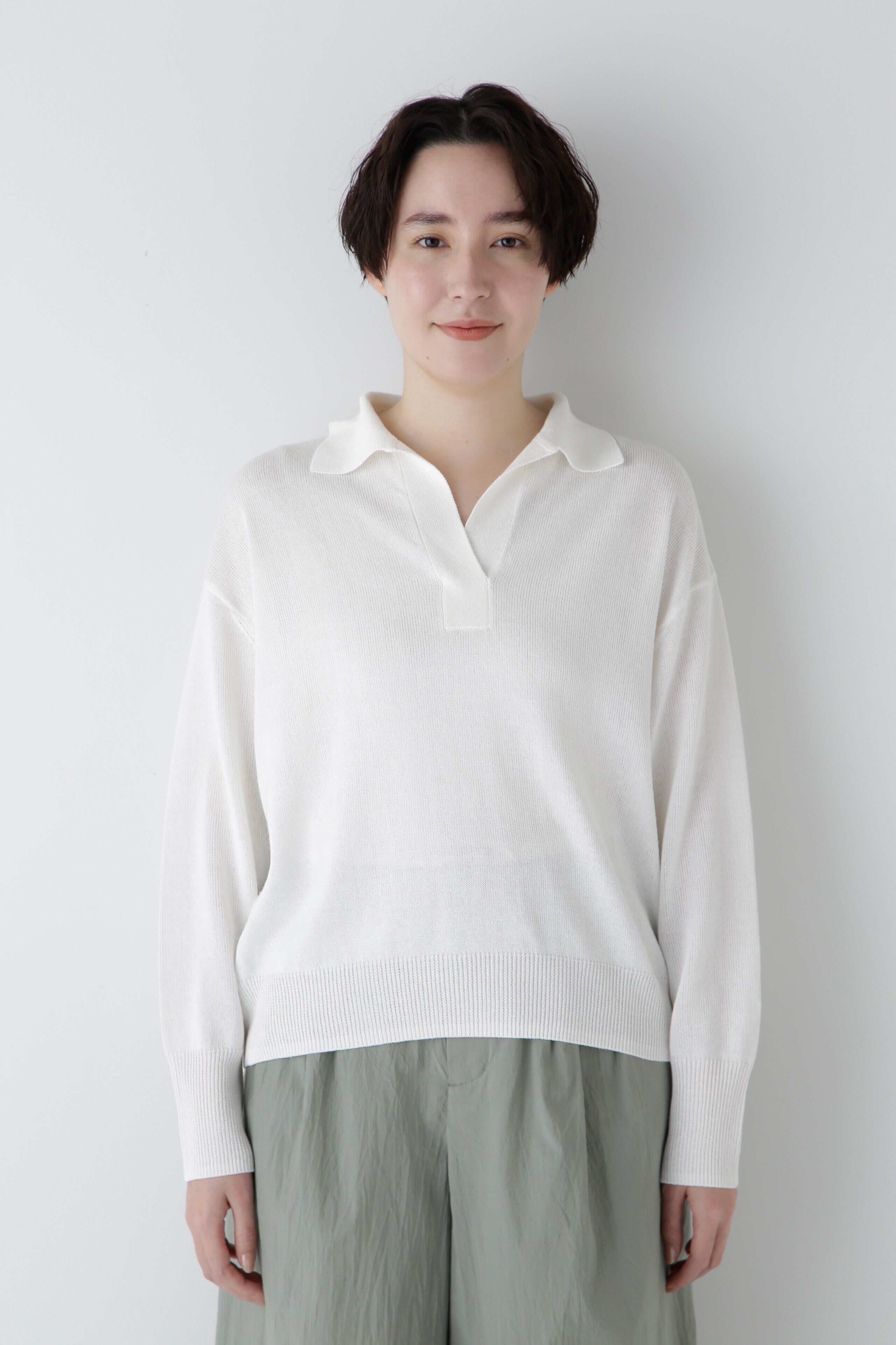  「◆【ウォッシャブル】ペーパーヤーンセーラーカラートップス」|ニット・セーター|