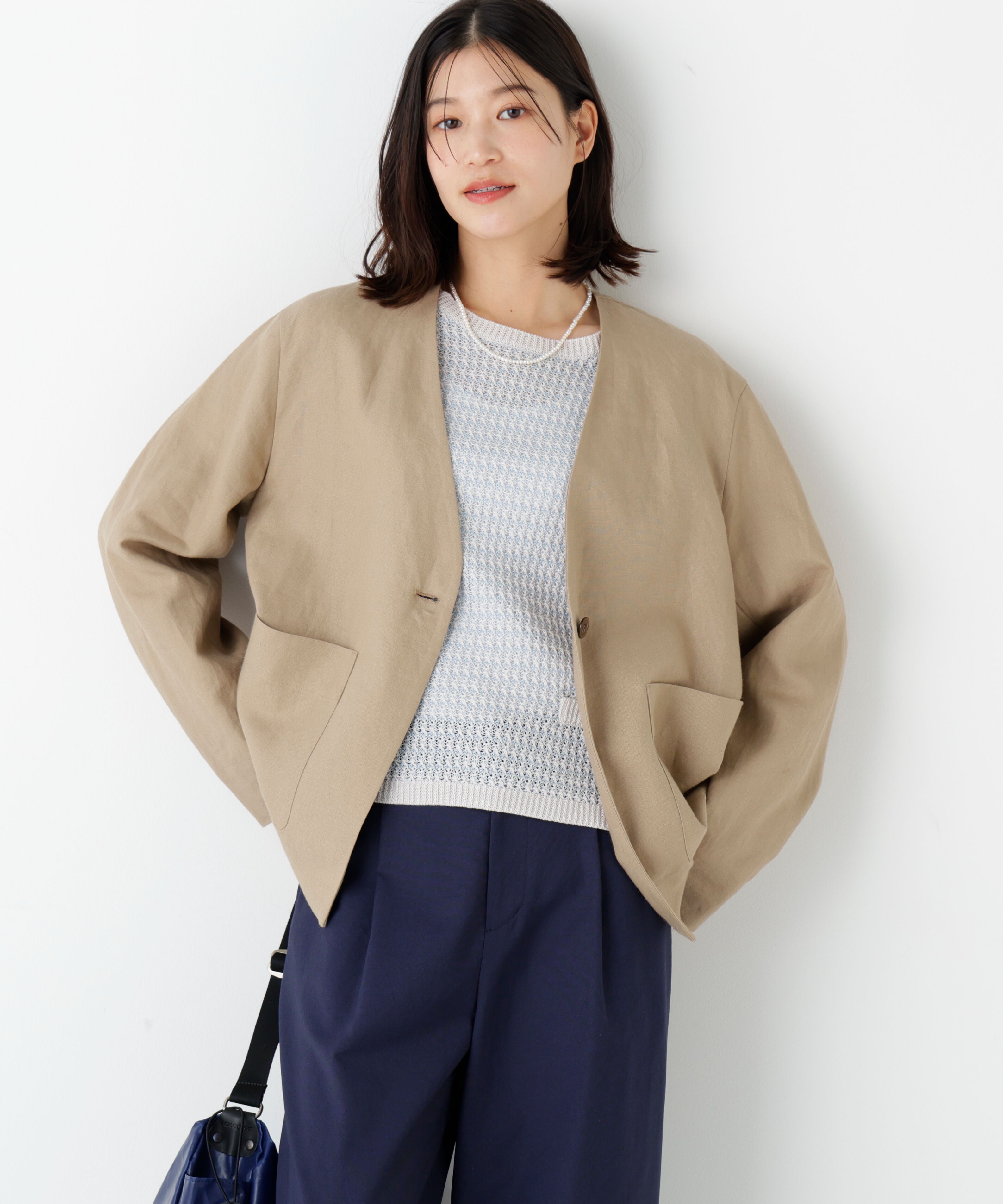  「◆ラミーキャンパスノーカラージャケット」|その他|ベージュ