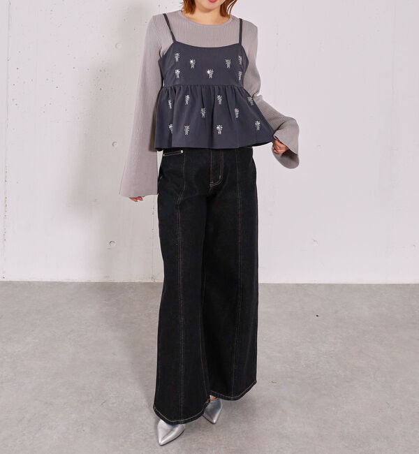 archives「ビーズ刺繍ペプラムビスチェ&times;リブニットプルオーバーＳＥＴ」|カーディガン|